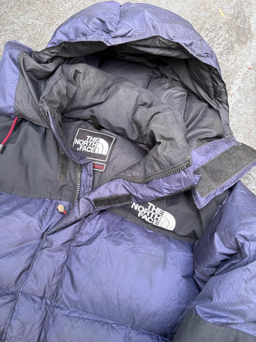 The North Face Puffer Jacket Womens S Blue/Black 700 Summit Series Down With Hood Nuptse