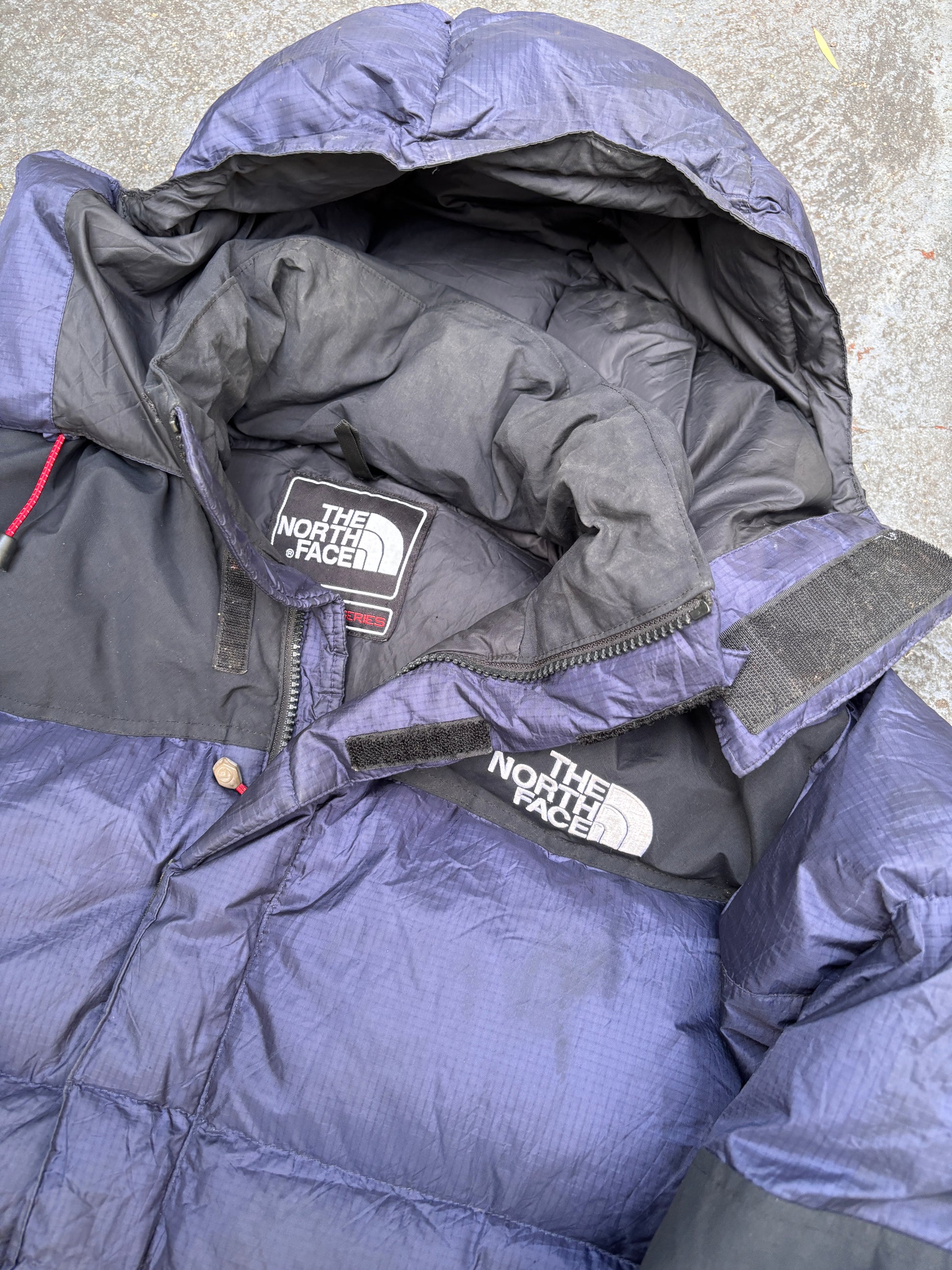 The North Face Puffer Jacket Womens S Blue/Black 700 Summit Series Down With Hood Nuptse