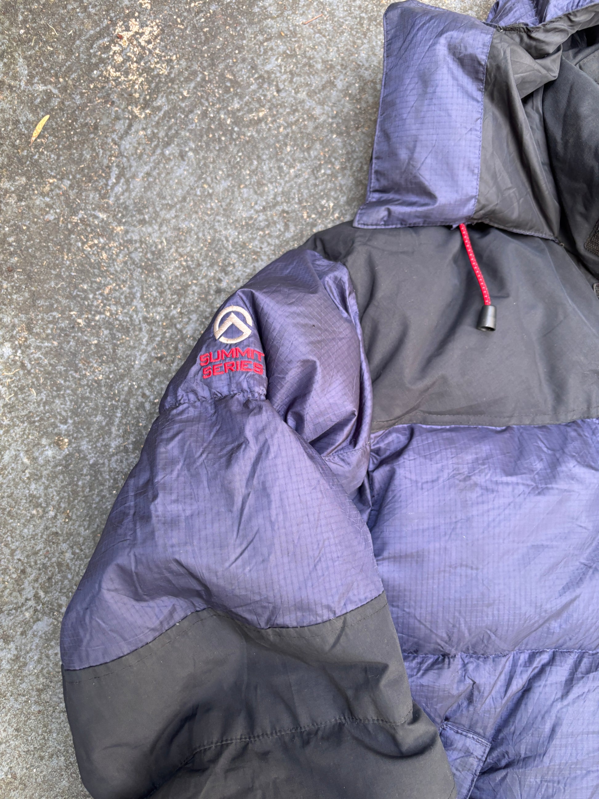 The North Face Puffer Jacket Womens S Blue/Black 700 Summit Series Down With Hood Nuptse