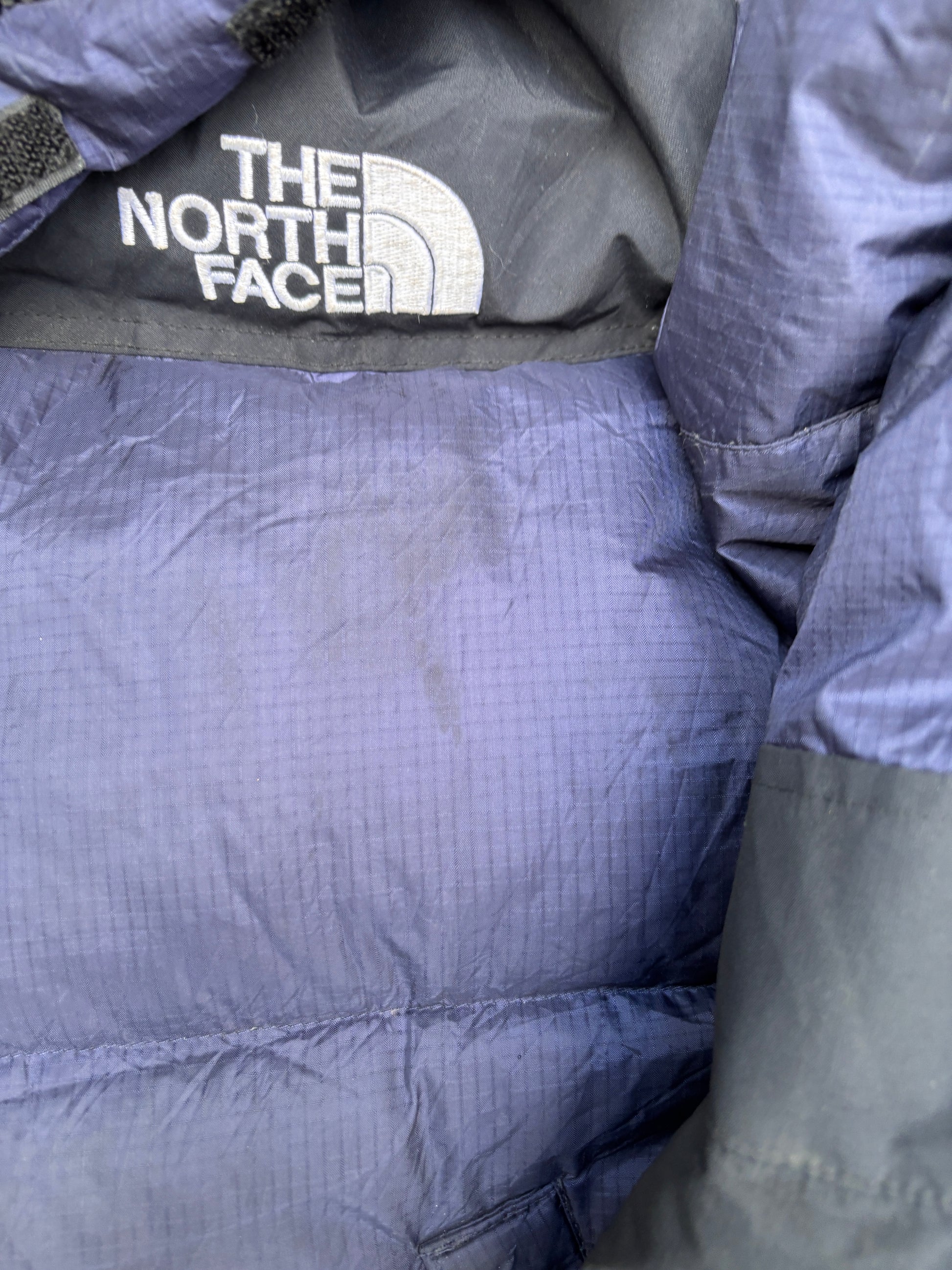 The North Face Puffer Jacket Womens S Blue/Black 700 Summit Series Down With Hood Nuptse