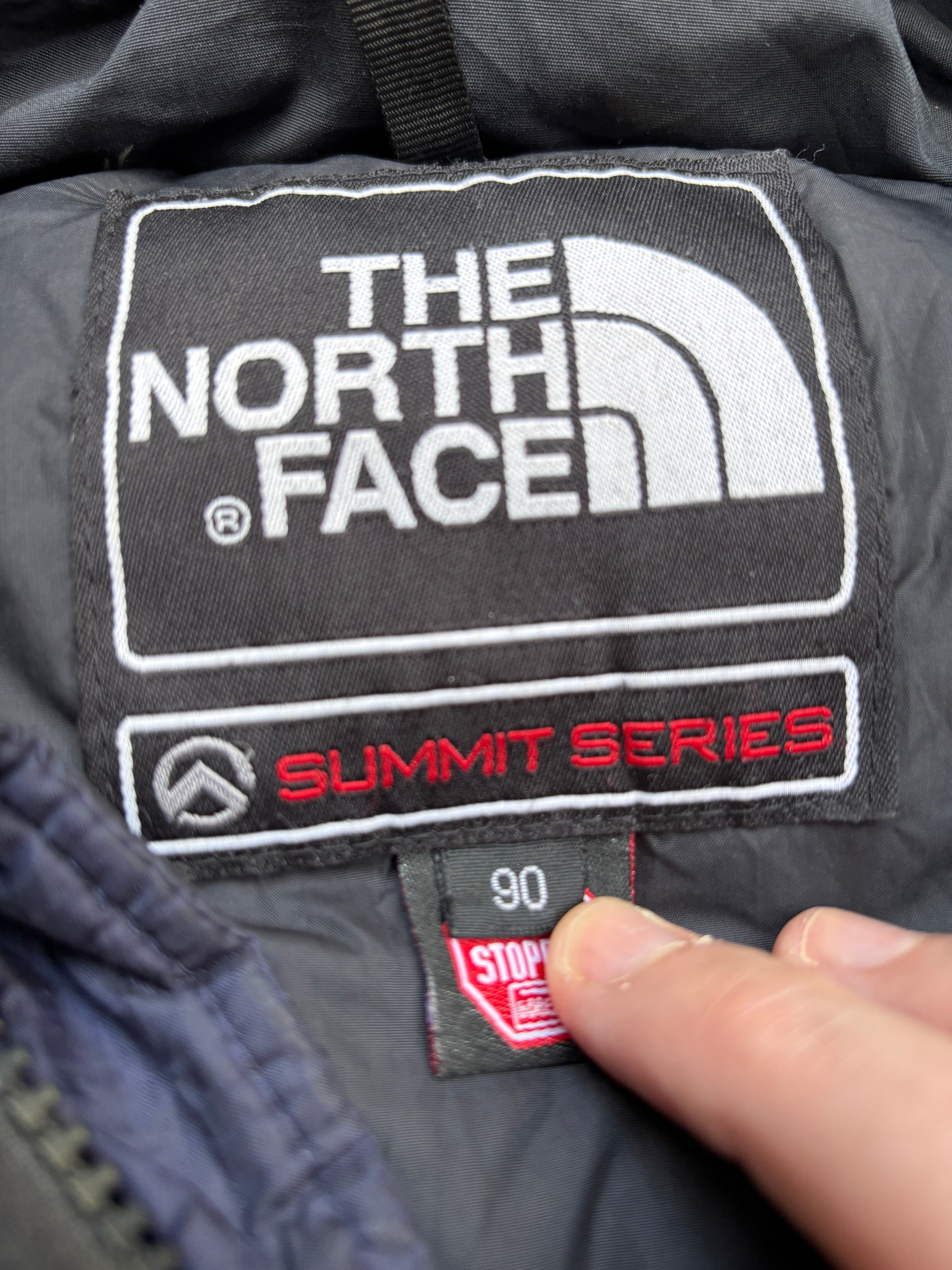 The North Face Puffer Jacket Womens S Blue/Black 700 Summit Series Down With Hood Nuptse