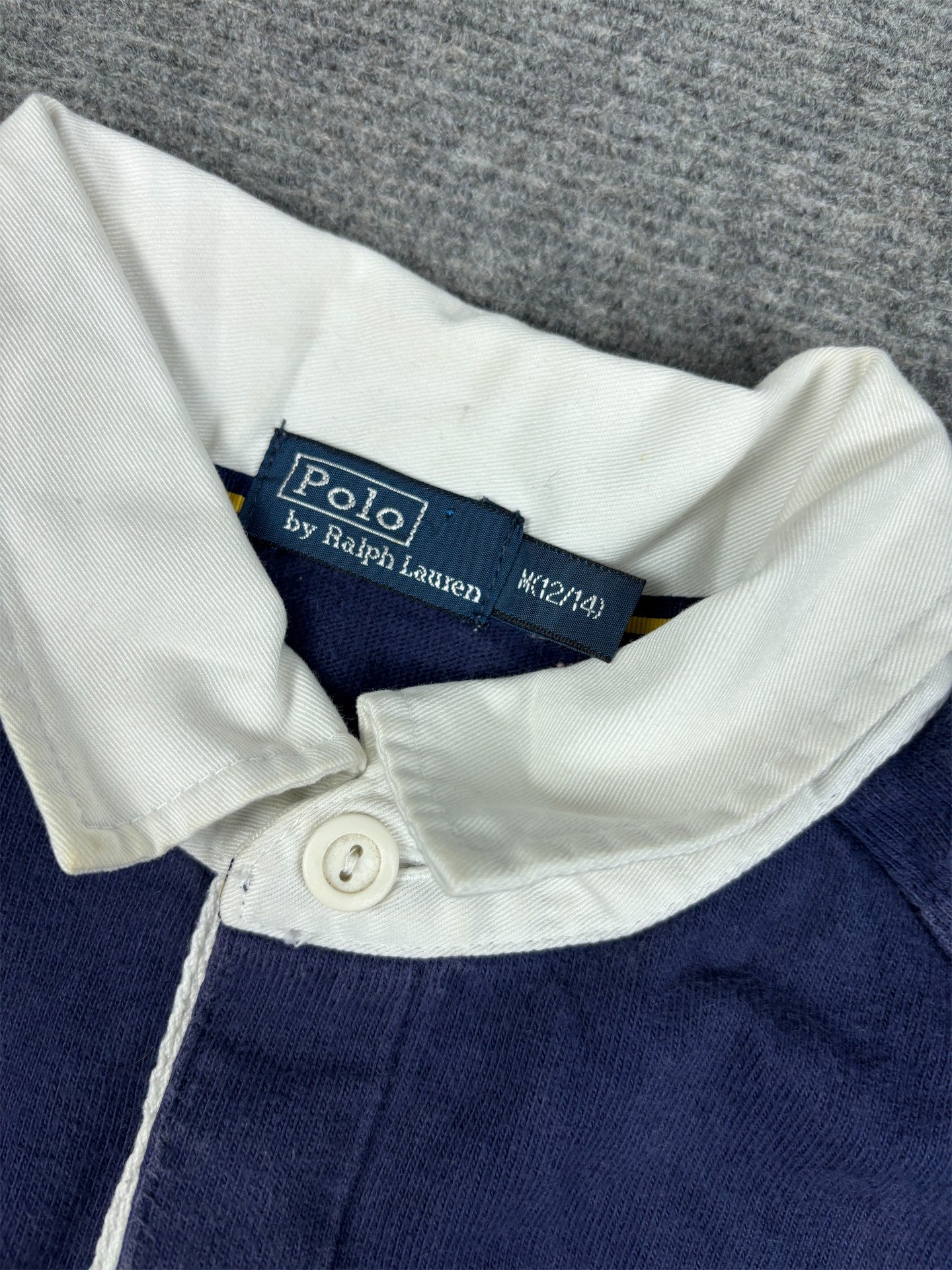 Vintage 90's Ralph Lauren Rugby Polo Women's XS Navy Large Pony Colour Jersey Collared