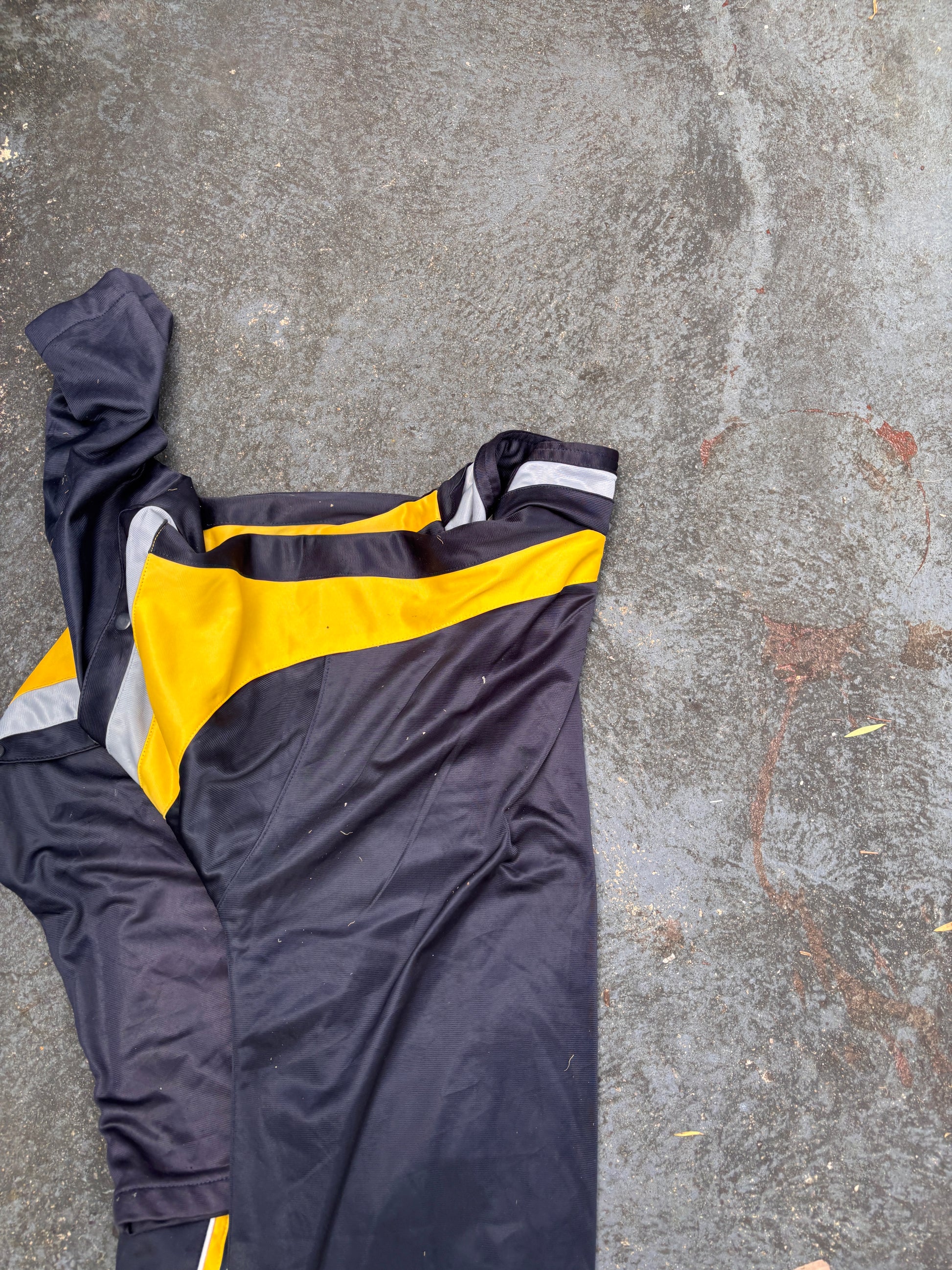 Vintage 80s Nike Jacket Size L Black Yellow Full Zip Chest Embroidered Swoosh Logo