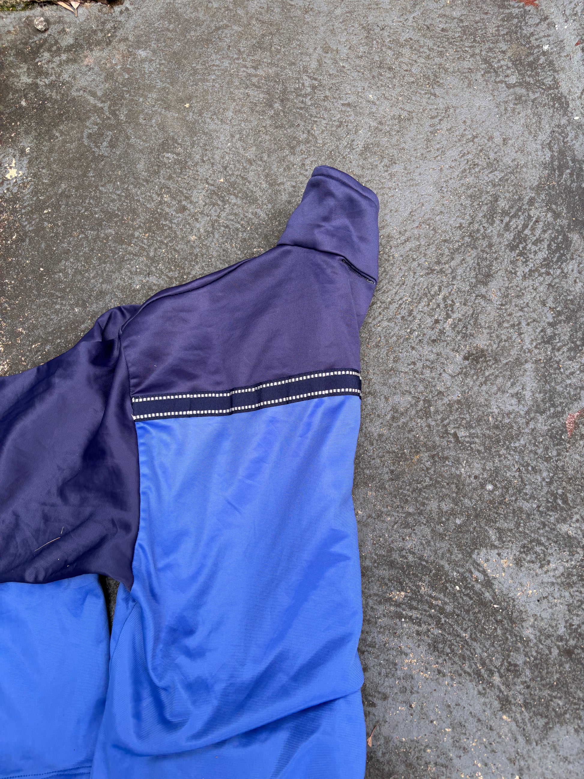 Vintage 80s Nike Jacket Womens S Blue Red USA Embroidered Mock Full Zip Satin Finish