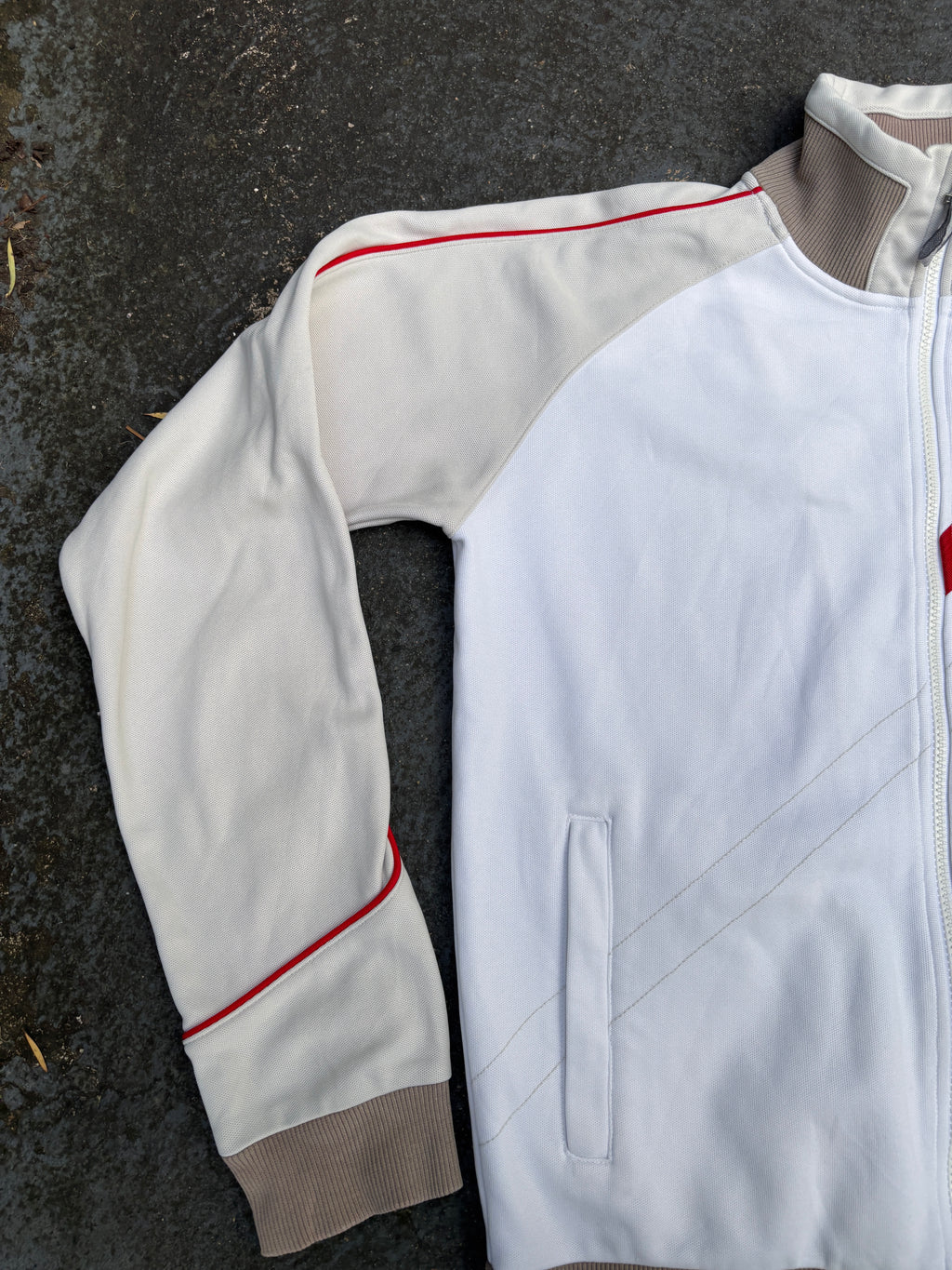 Vintage Y2K Nike Football Jacket White Red Embroidered Logo Mock Full Zip