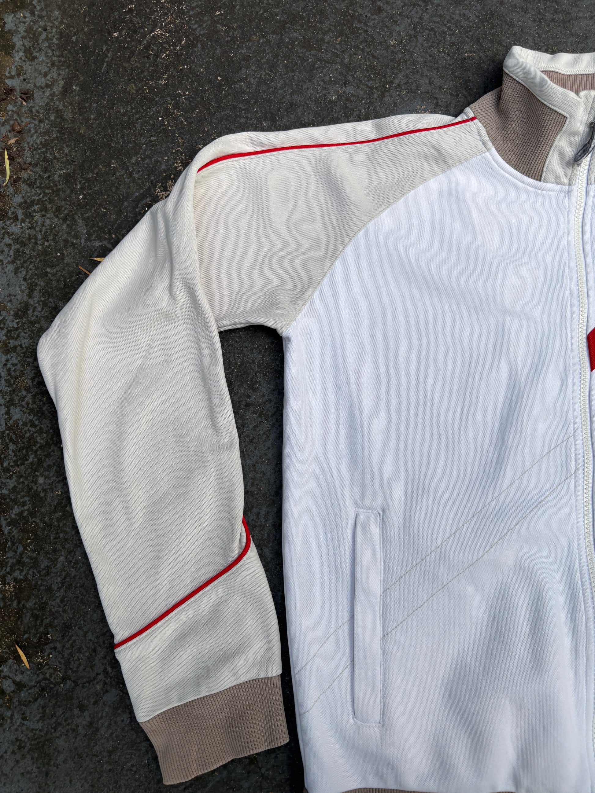 Vintage Y2K Nike Football Jacket White Red Embroidered Logo Mock Full Zip