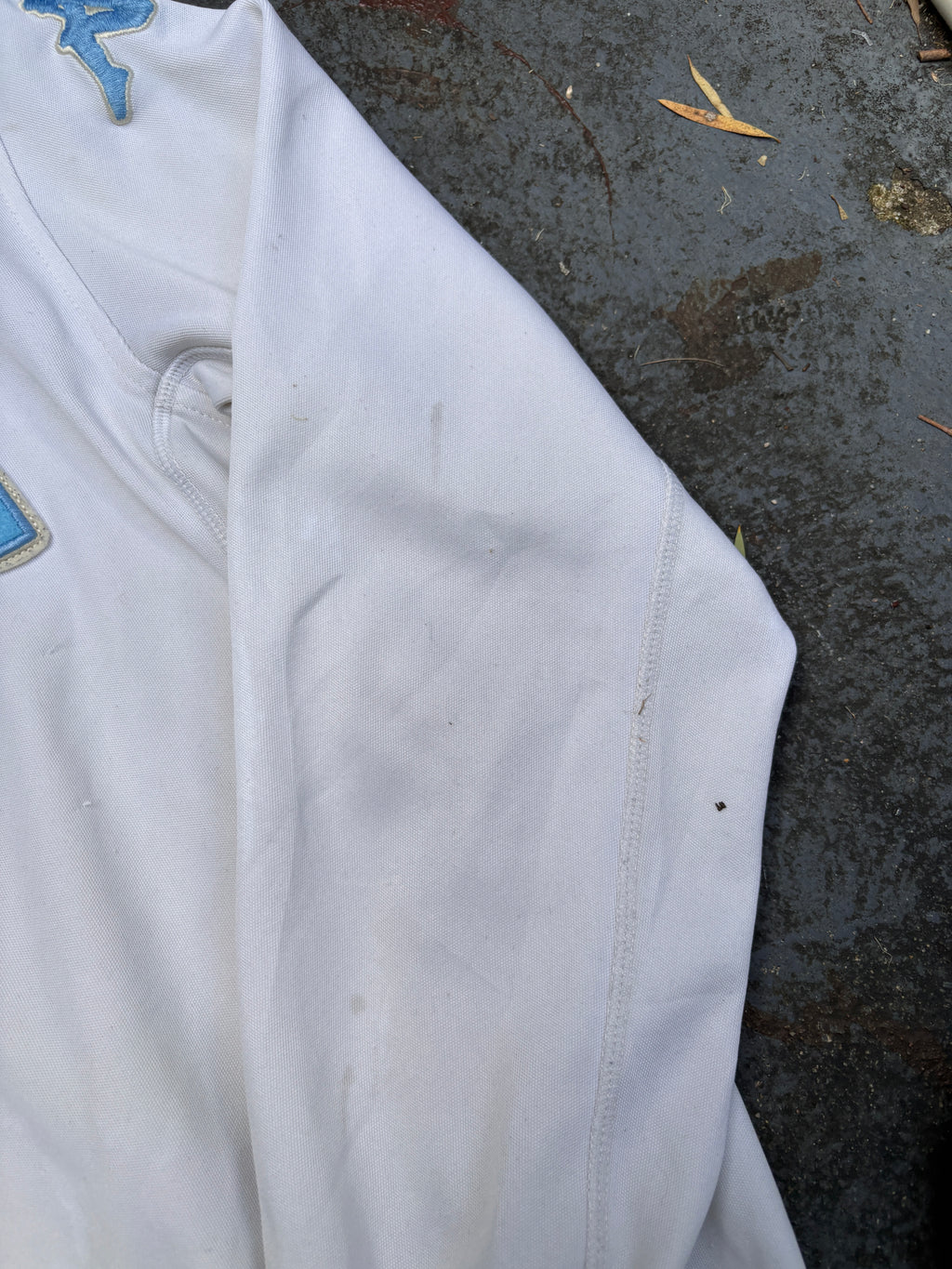Vintage Y2K Italy Kappa Jacket Size S White Blue Football Embroidered Logo Full Zip