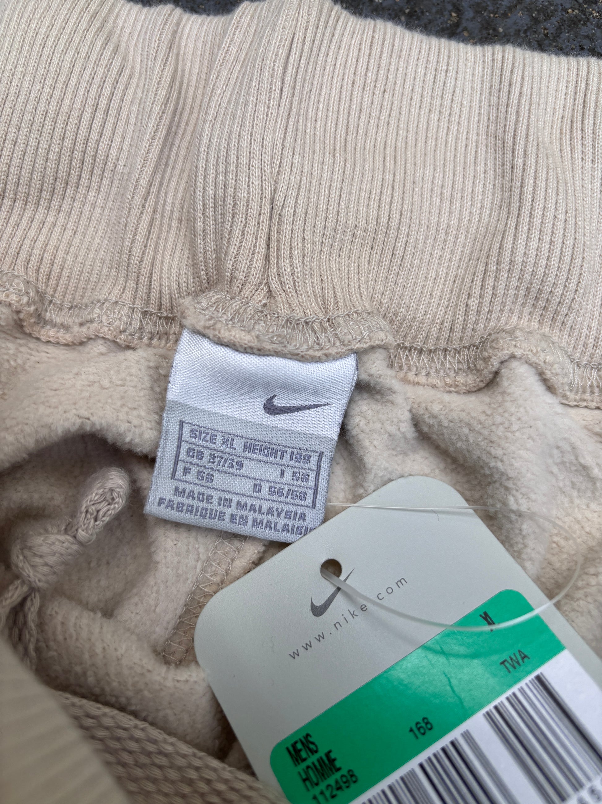 Vintage Y2K Nike Track Pants Size XL Cream NWTs Embroidered Fleece Wide Leg DEADSTOCK