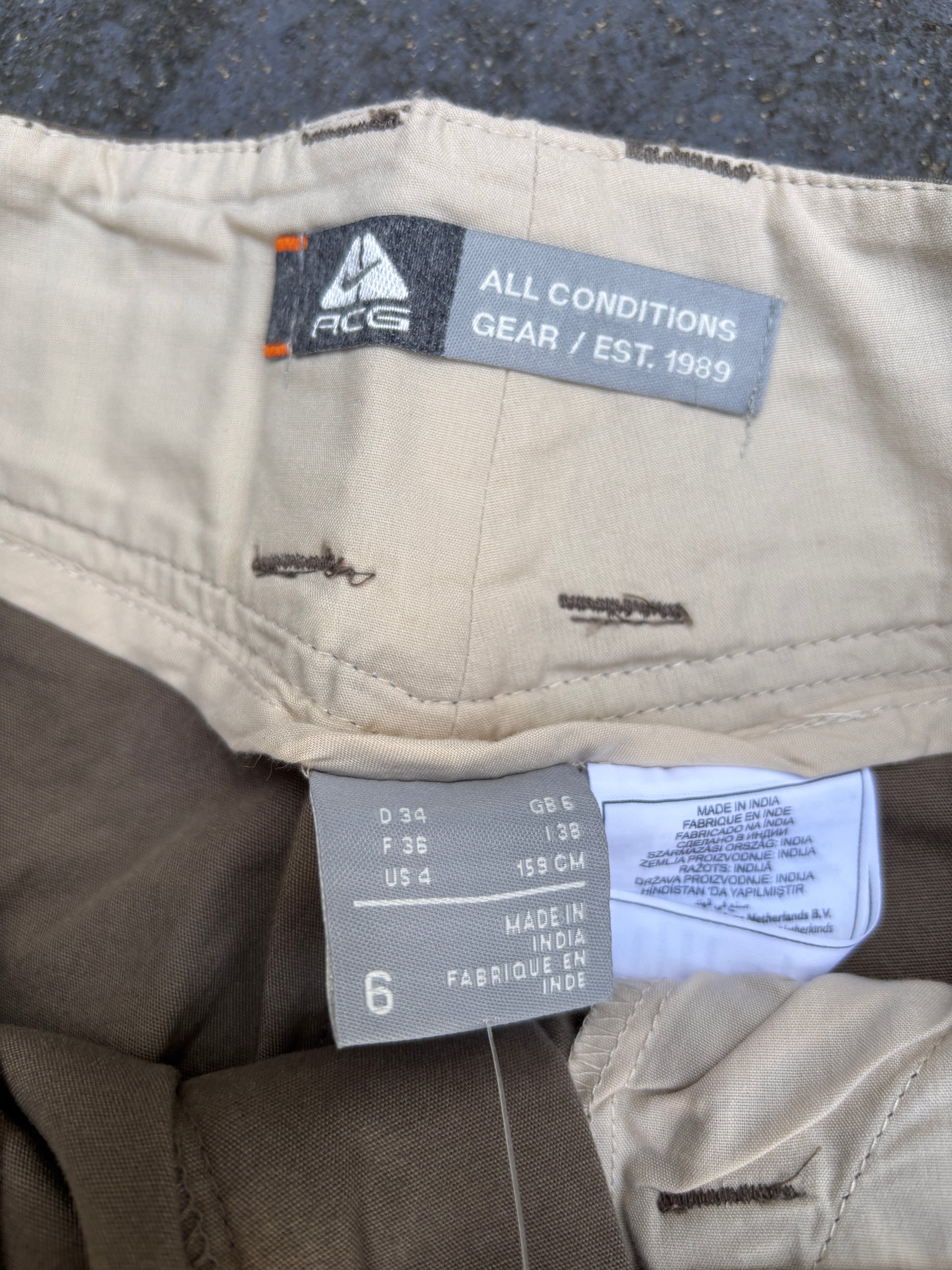 Vintage Y2K Nike ACG Pants Womens S Brown Double Knee Hiking Chinos