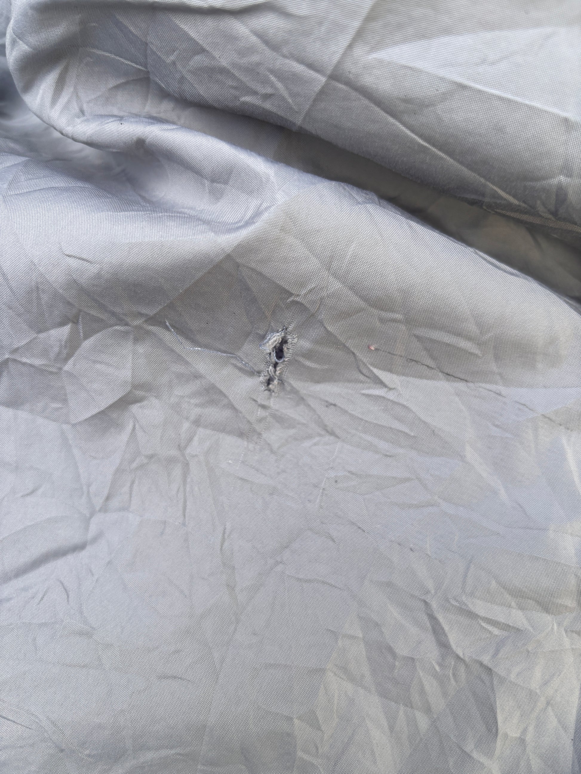 Vintage Y2K Nike Track Pants L Grey White & Blue Piping Wide Leg Nylon Windbreaker