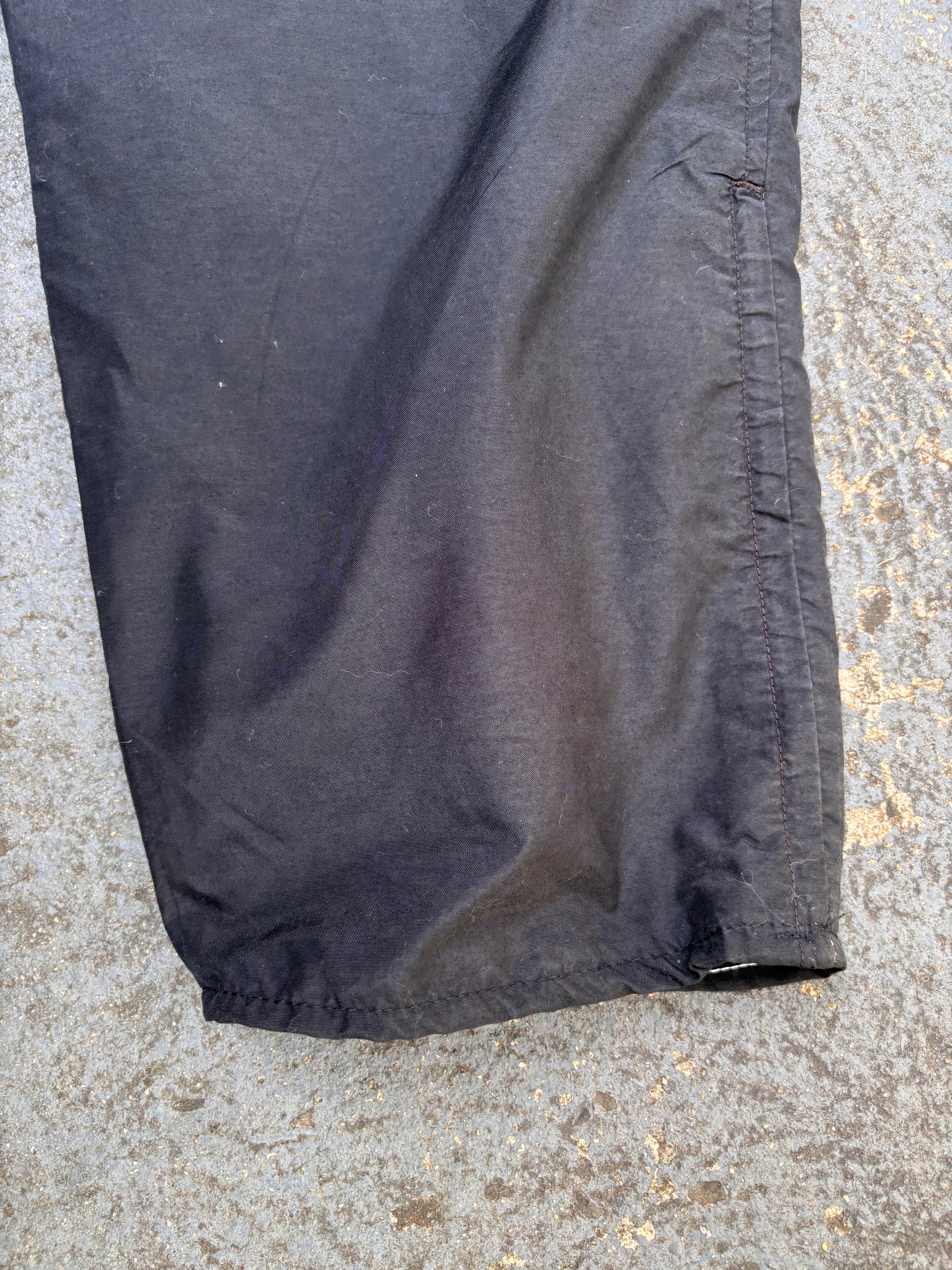 Vintage Y2K Nike Football Track Pants S Black White Logo Wide Leg Nylon Windbreakers