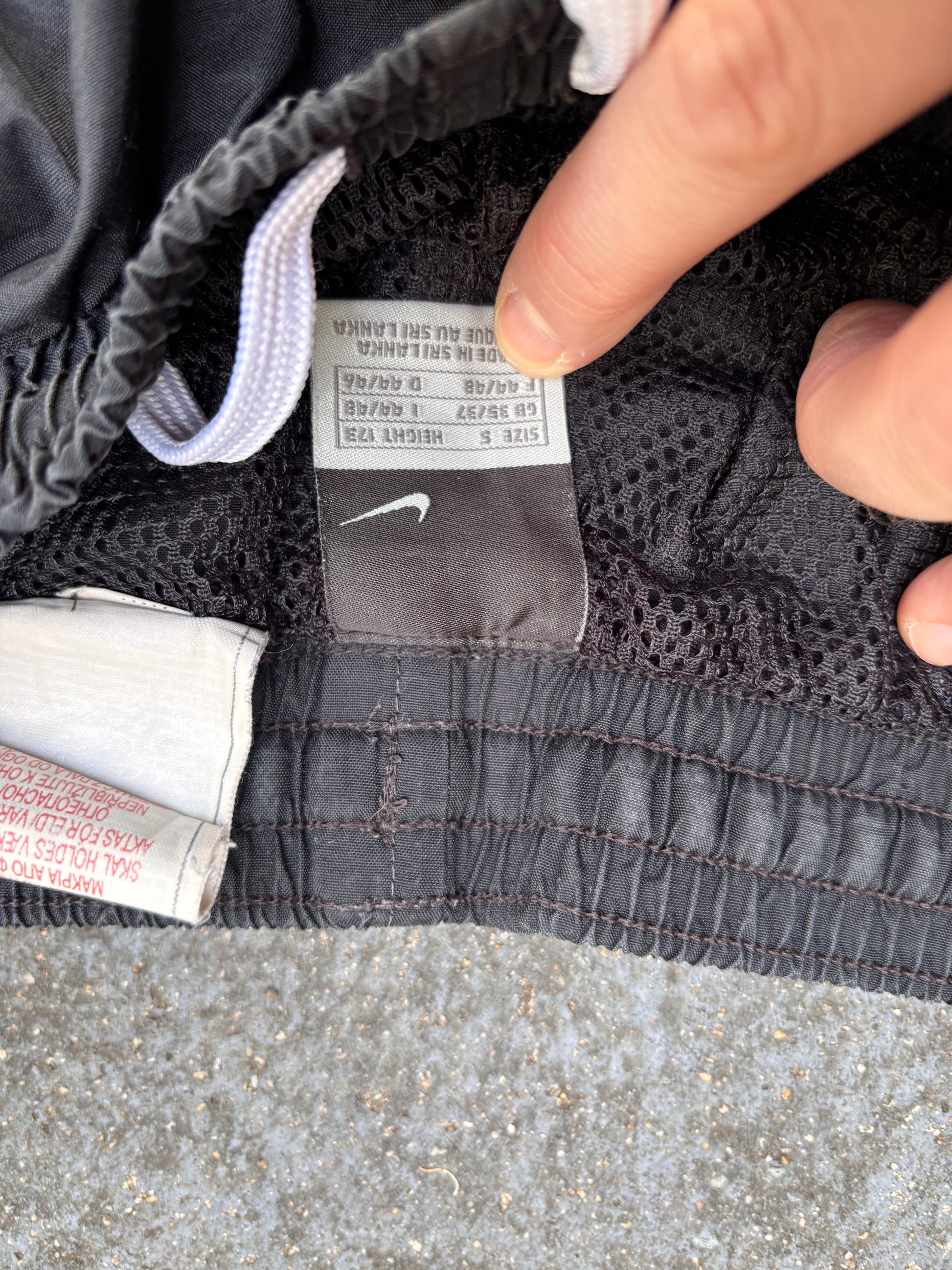 Vintage Y2K Nike Football Track Pants S Black White Logo Wide Leg Nylon Windbreakers