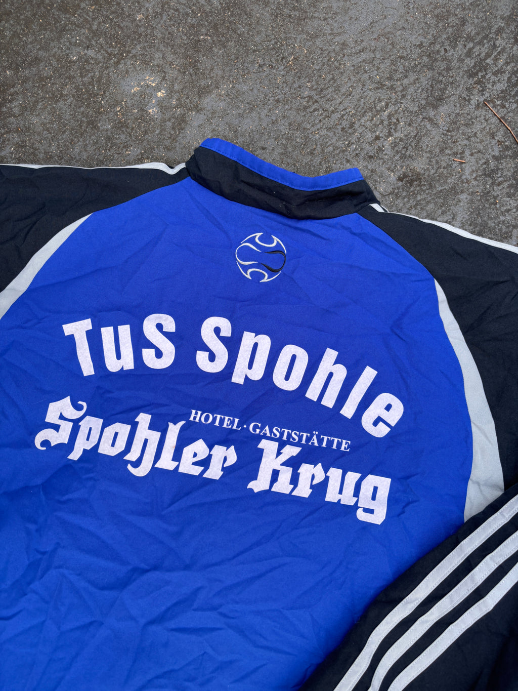 Vintage Y2K Adidas Football Jacket L Blue Black Detail Chest Logo 3-Stripes Full Zip