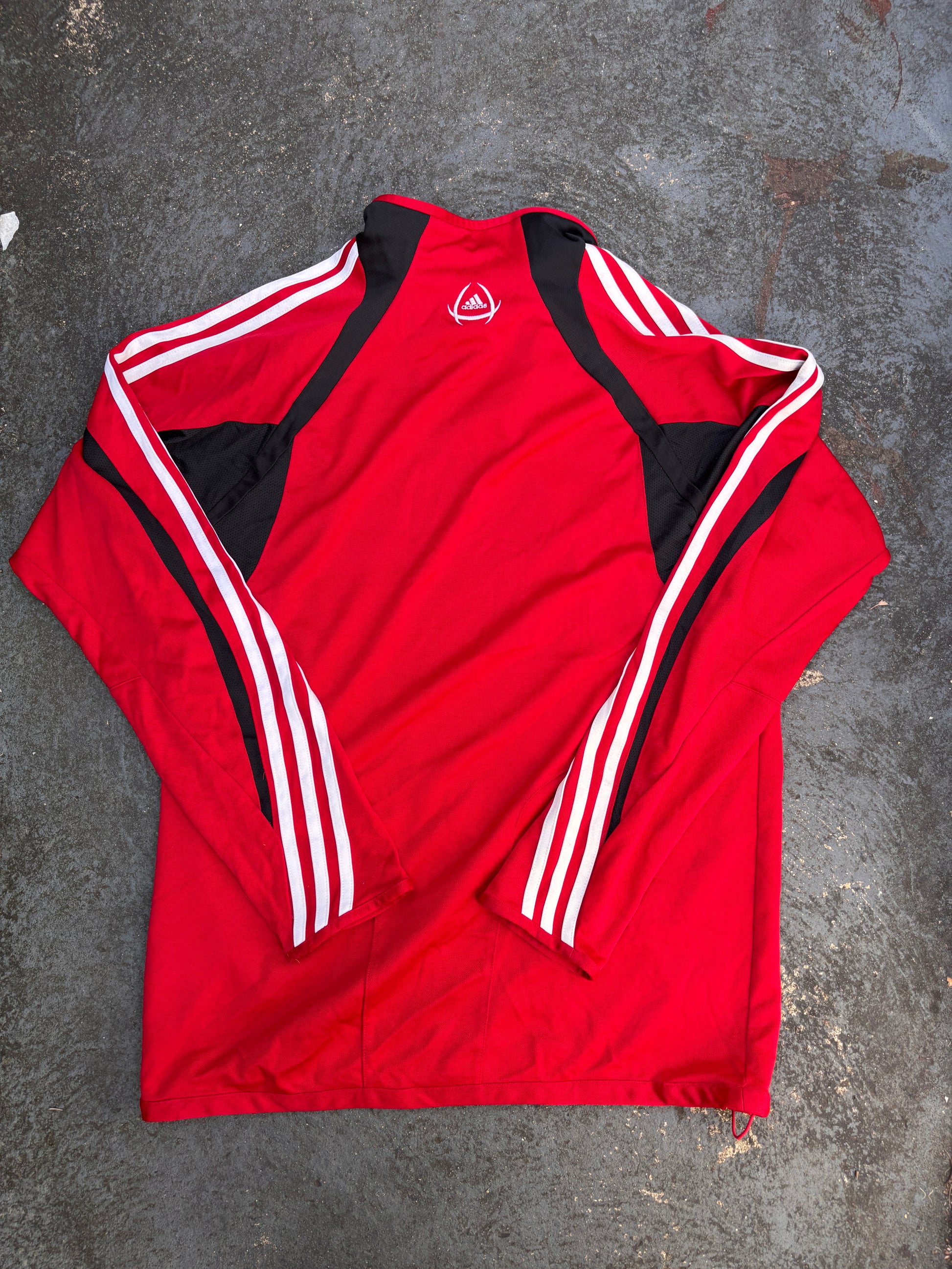 Vintage Y2K Adidas Jumper Size M Red White Black Predator Logo 1/4 Zip Pullover