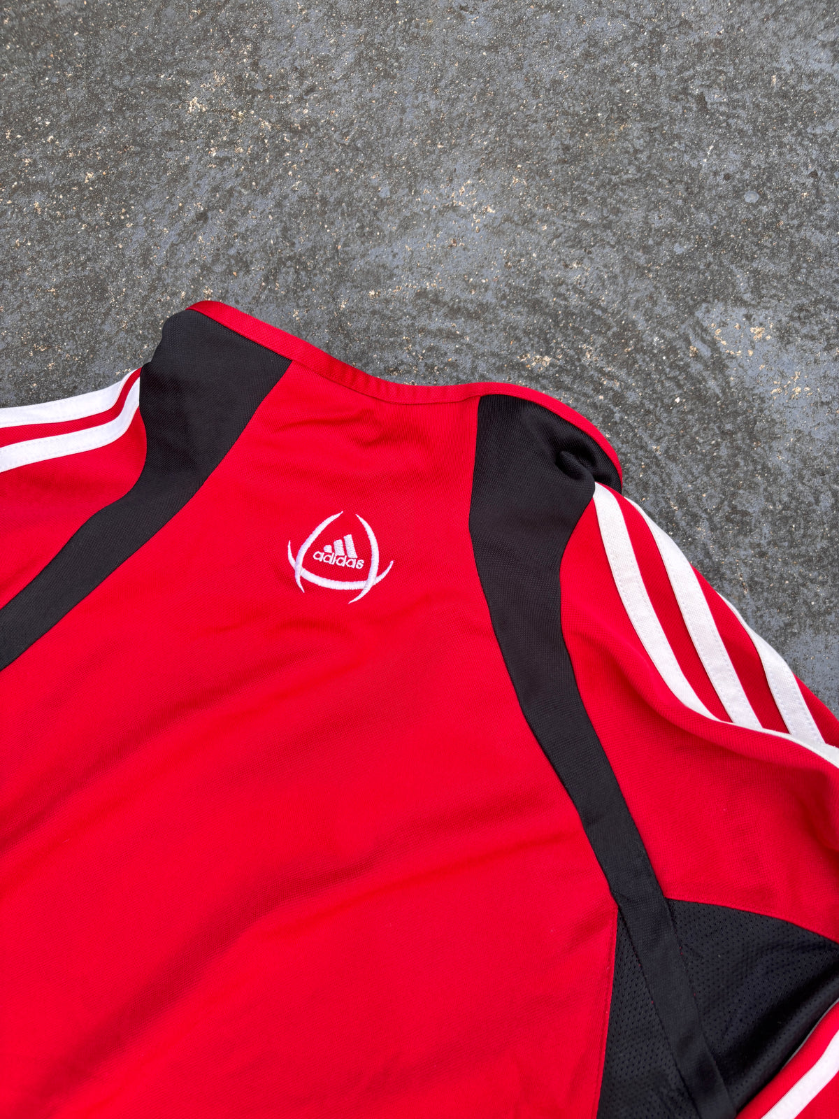 Vintage Y2K Adidas Jumper Size M Red White Black Predator Logo 1/4 Zip Pullover