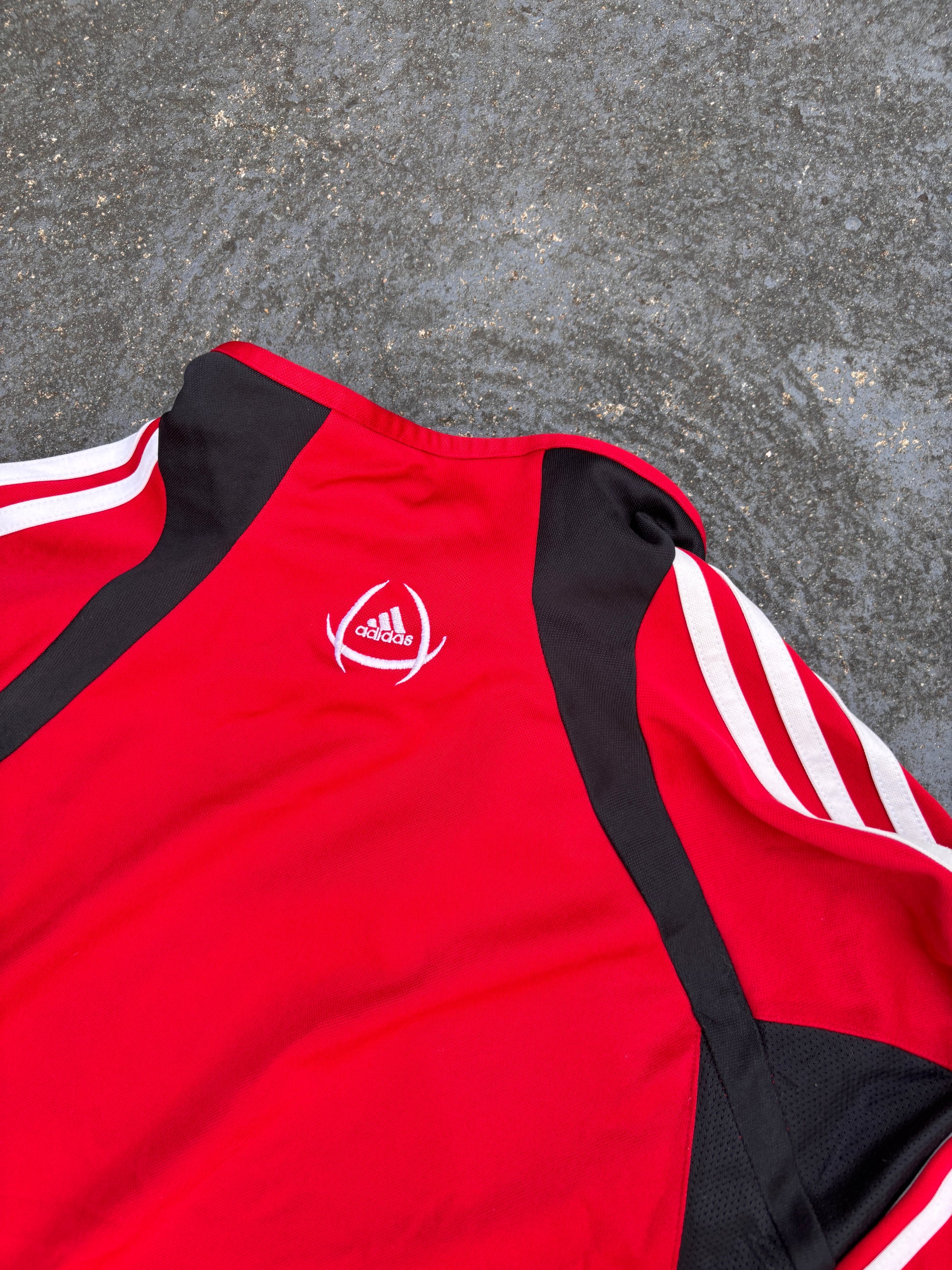 Vintage Y2K Adidas Jumper Size M Red White Black Predator Logo 1/4 Zip Pullover