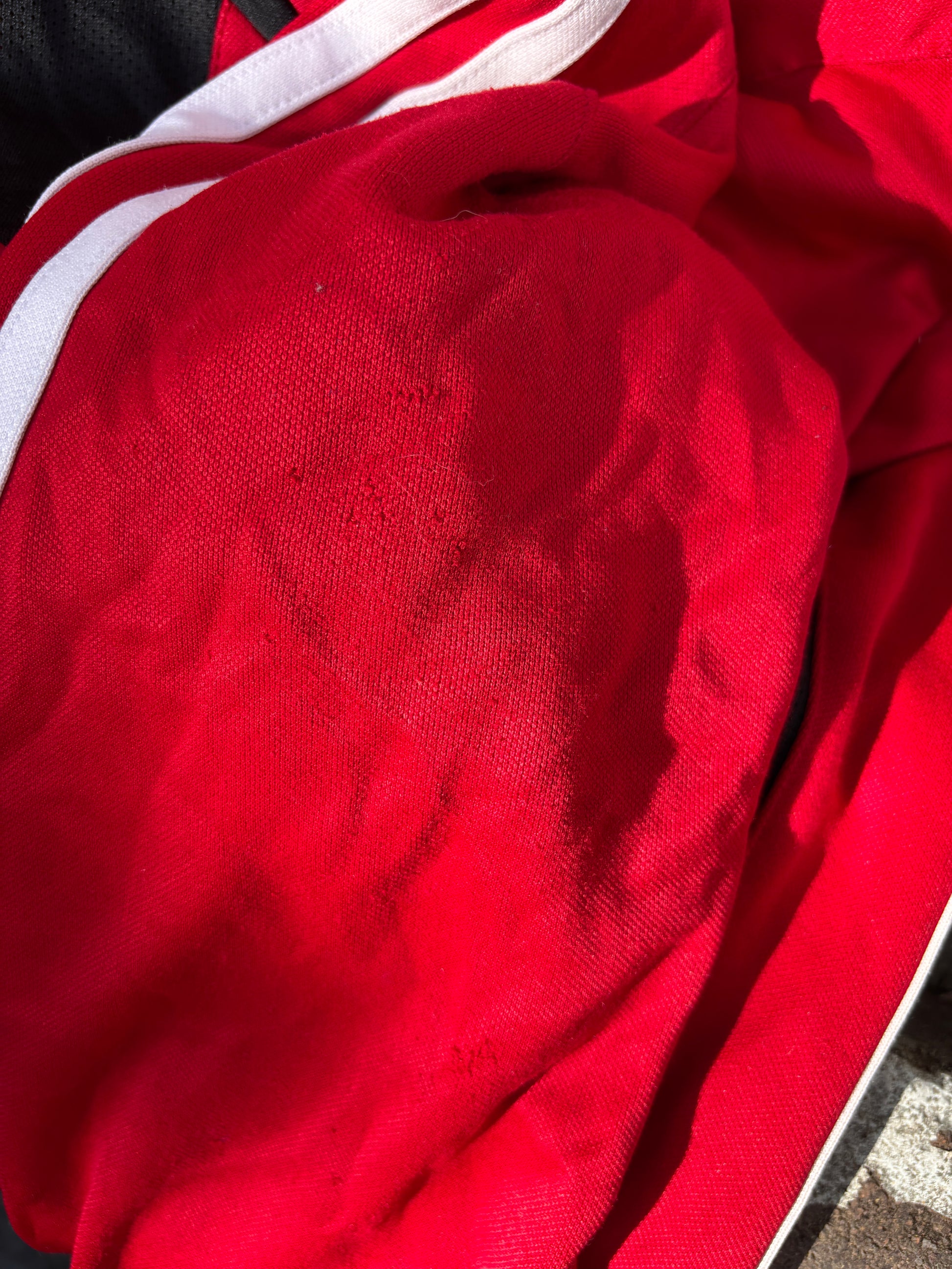 Vintage Y2K Adidas Jumper Size M Red White Black Predator Logo 1/4 Zip Pullover