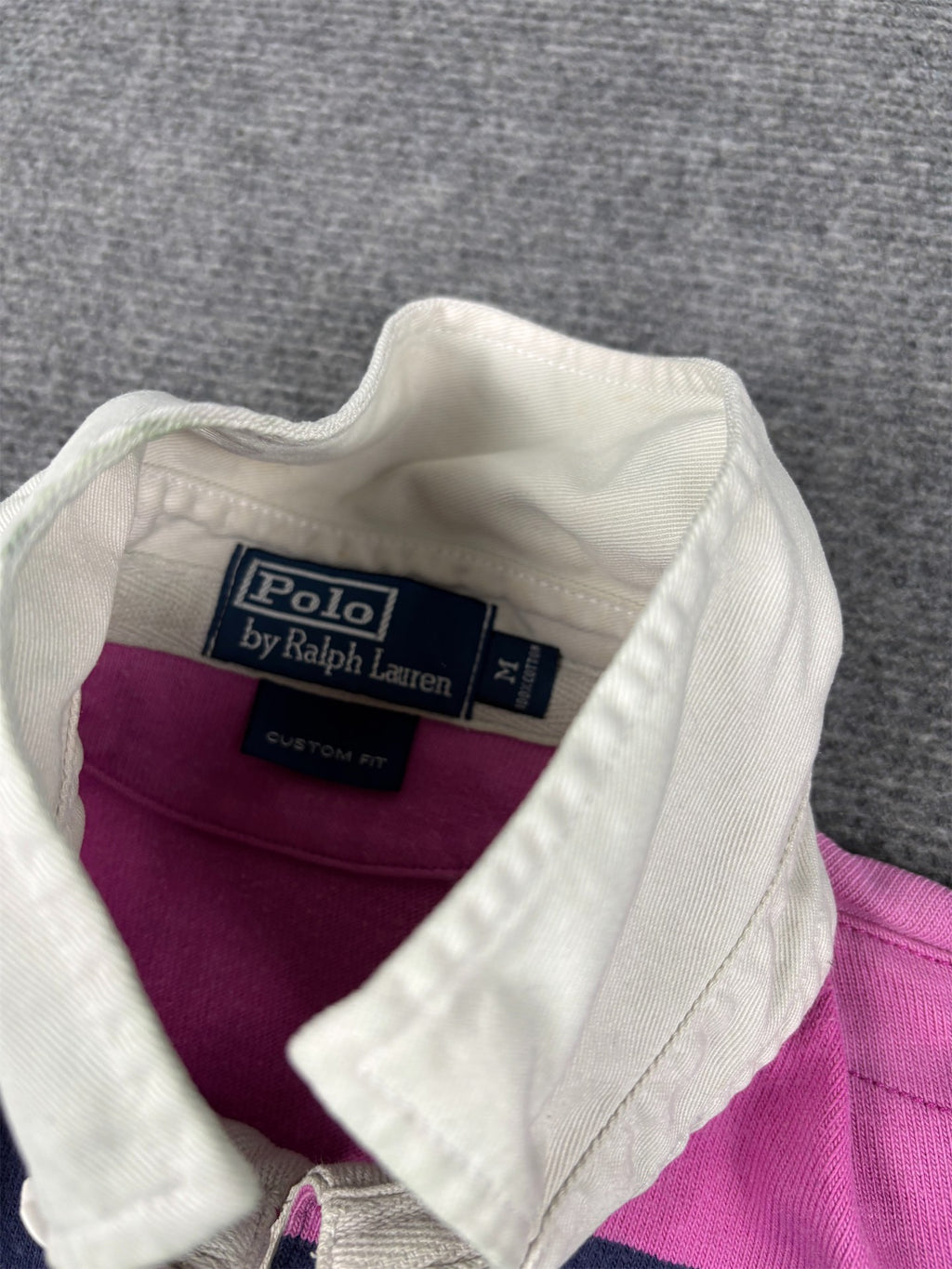 Vintage Y2K Ralph Lauren Rugby Polo Men's M Striped Pink Blue Green Striped Small Pony