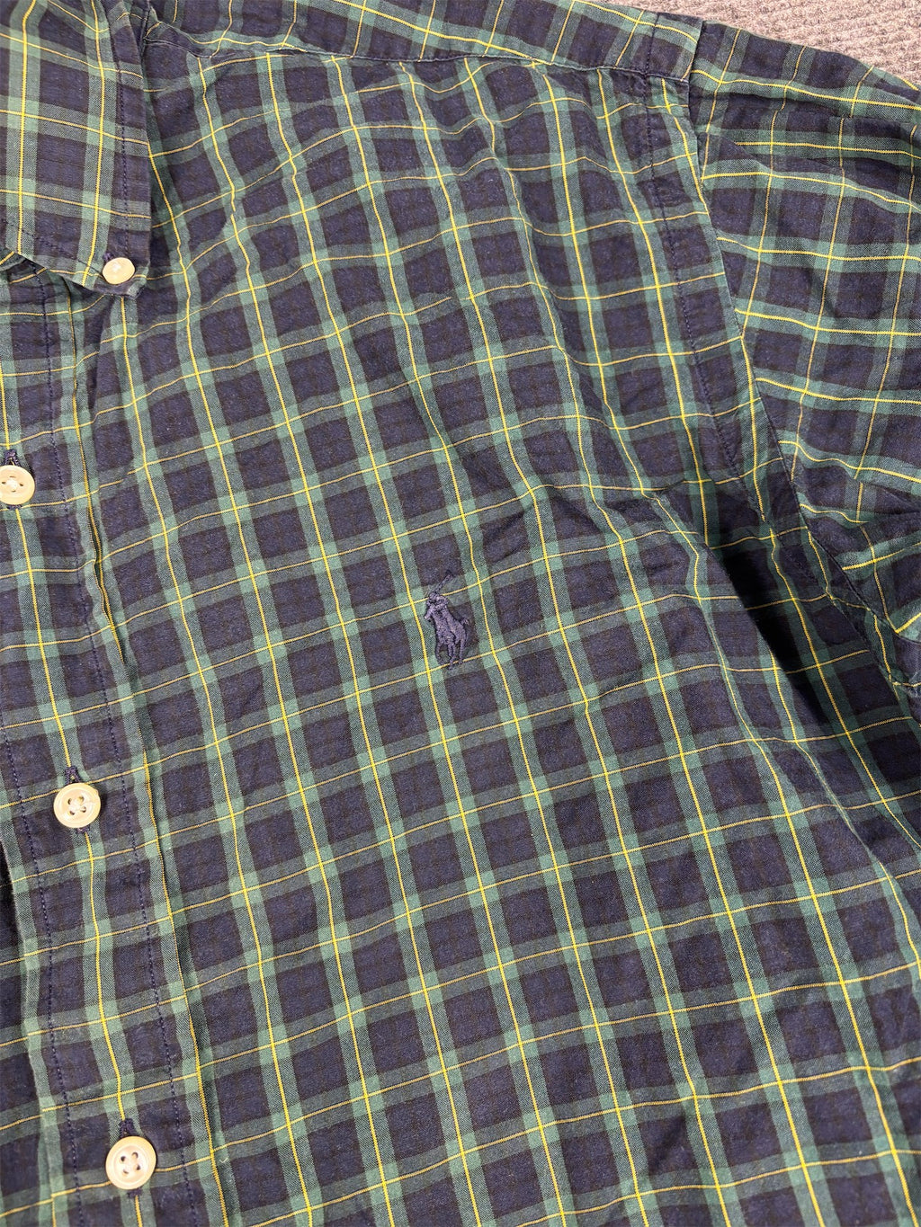 Vintage 90s Ralph Lauren Shirt Men's Small Green Gingham Button Up