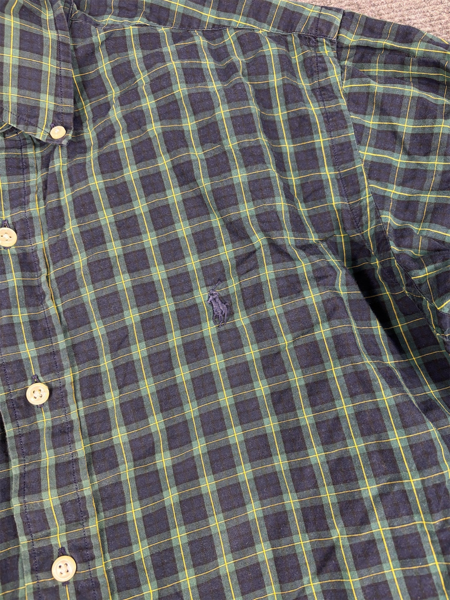 Vintage 90s Ralph Lauren Shirt Men's Small Green Gingham Button Up