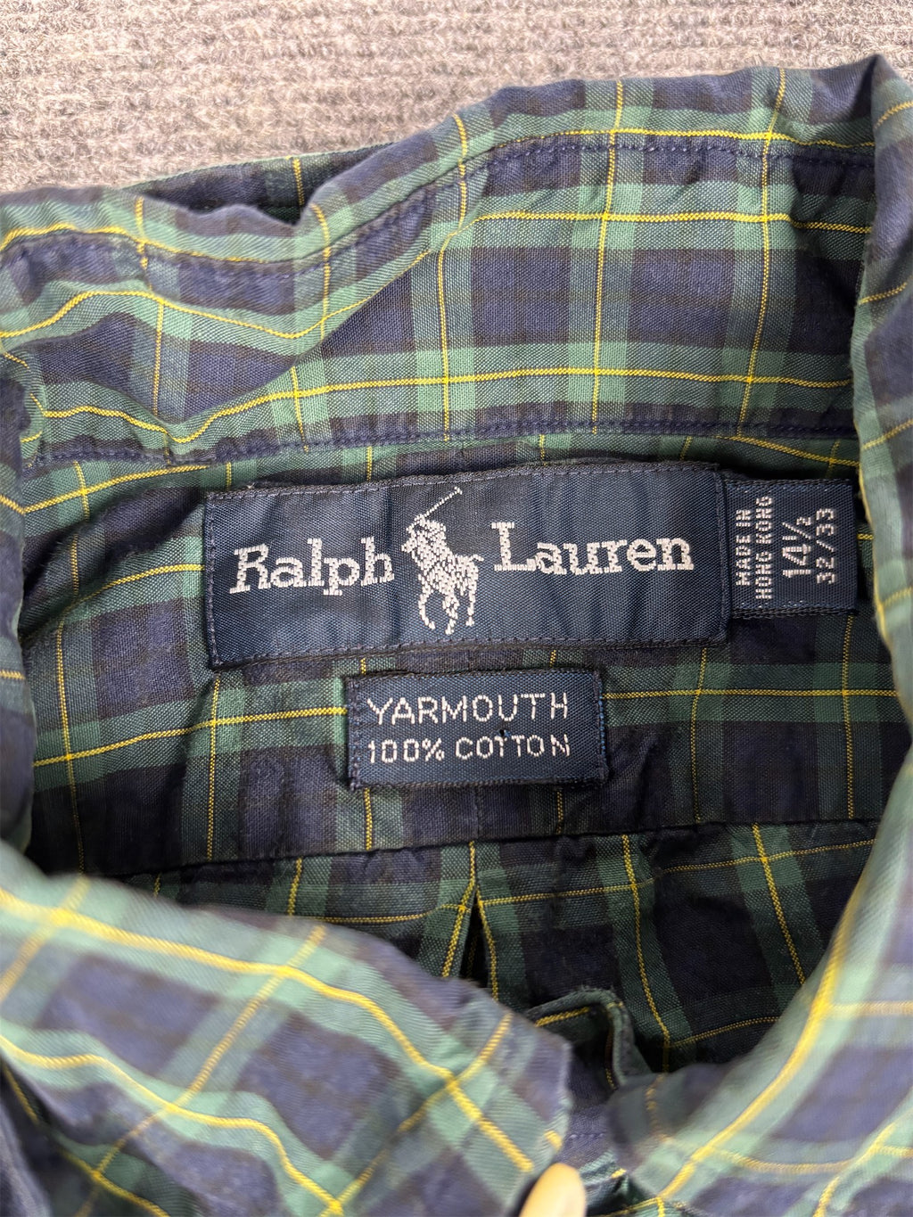Vintage 90s Ralph Lauren Shirt Men's Small Green Gingham Button Up