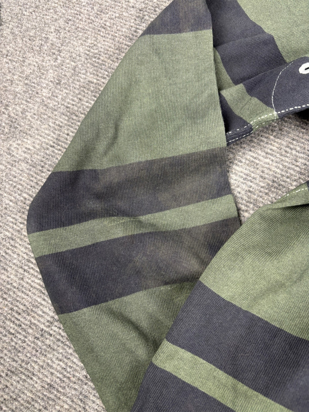 Vintage Y2K Ralph Lauren Rugby Polo Men's M Dark Green Navy Striped Small pony Collared