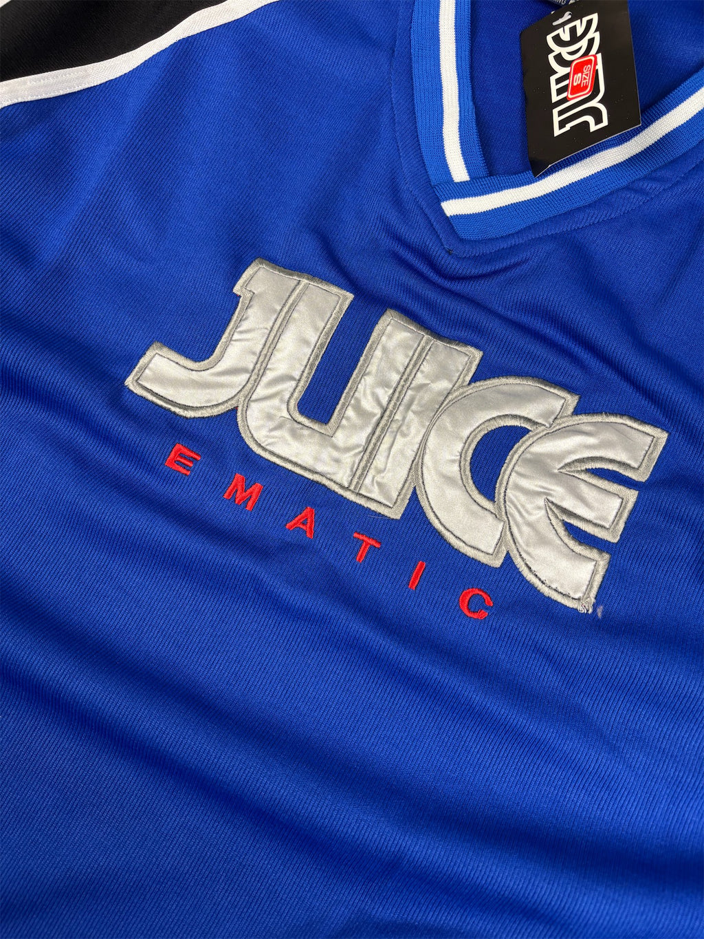 Juice Skateboard Jersey Men's Small Blue Satin Spell Out Logo