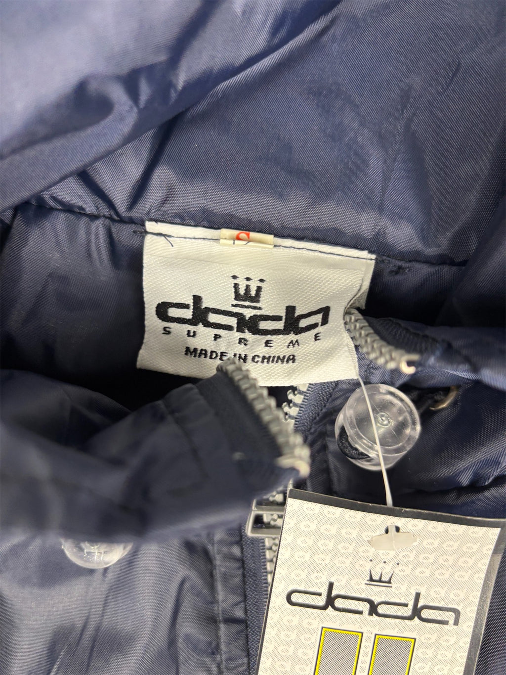 DADA Supreme Jacket Men's S Navy Tape Spell Out Logo Deadstock Hip Hop Windbreaker
