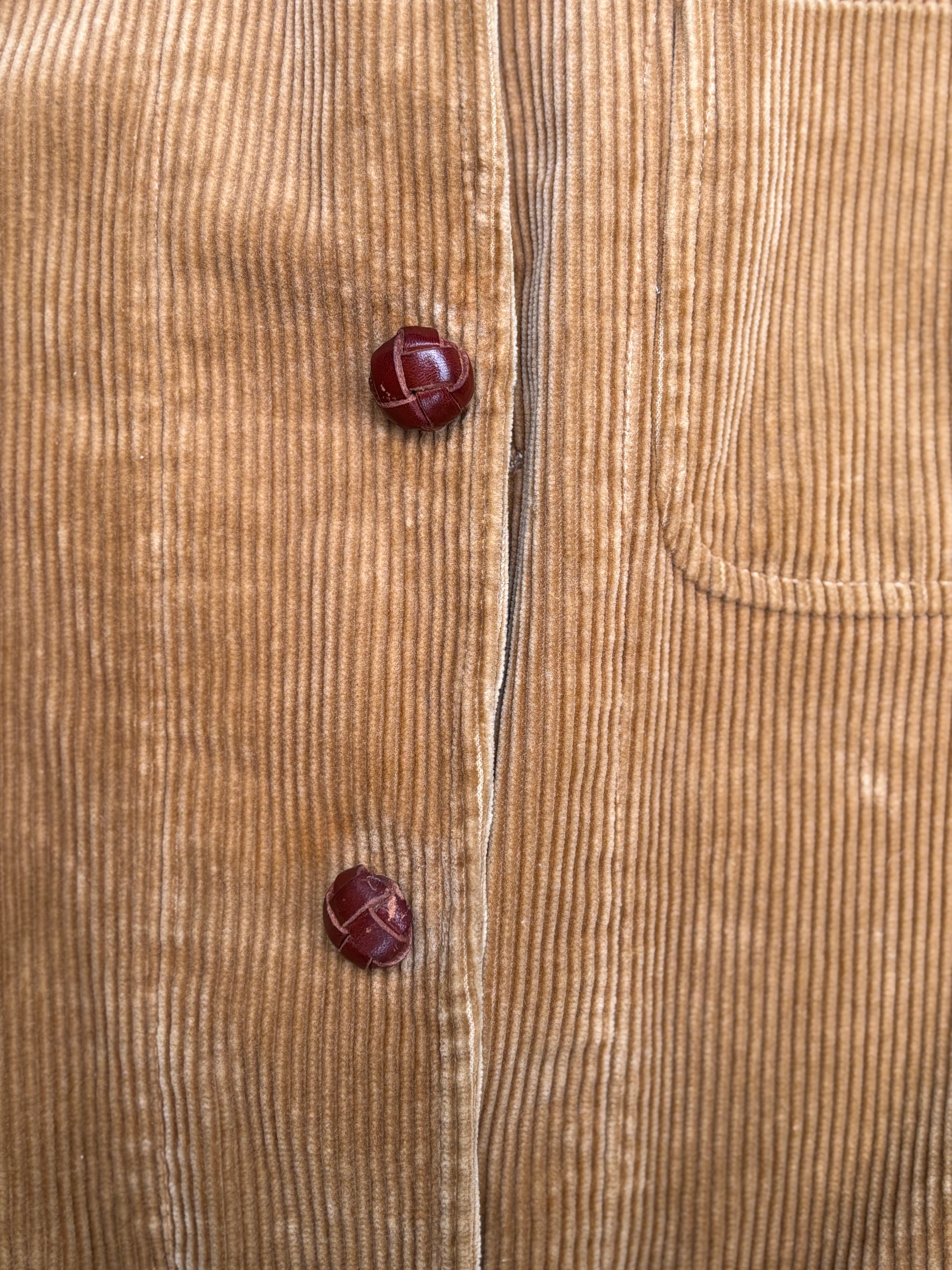 Vintage 90s Polo Ralph Lauren Corduroy Jacket Size M Brown Front Pockets Leather Patches