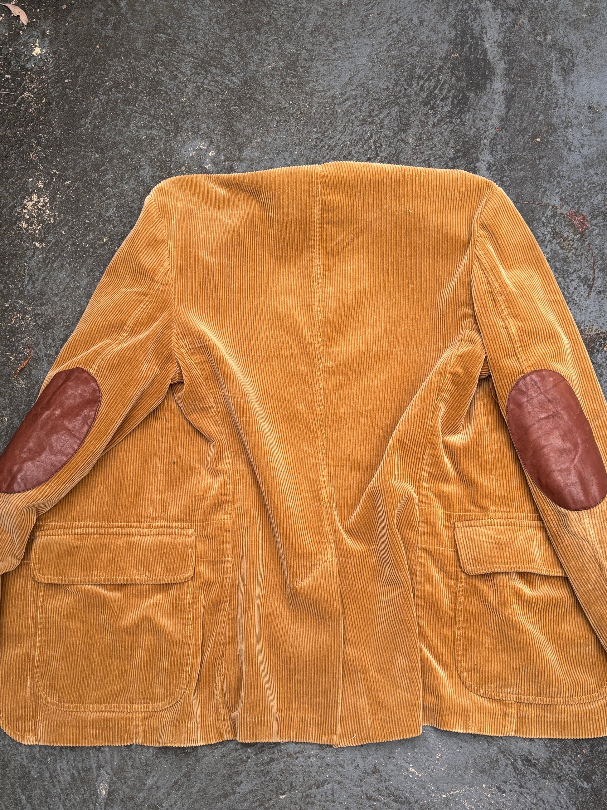 Vintage 90s Polo Ralph Lauren Corduroy Jacket Size M Brown Front Pockets Leather Patches