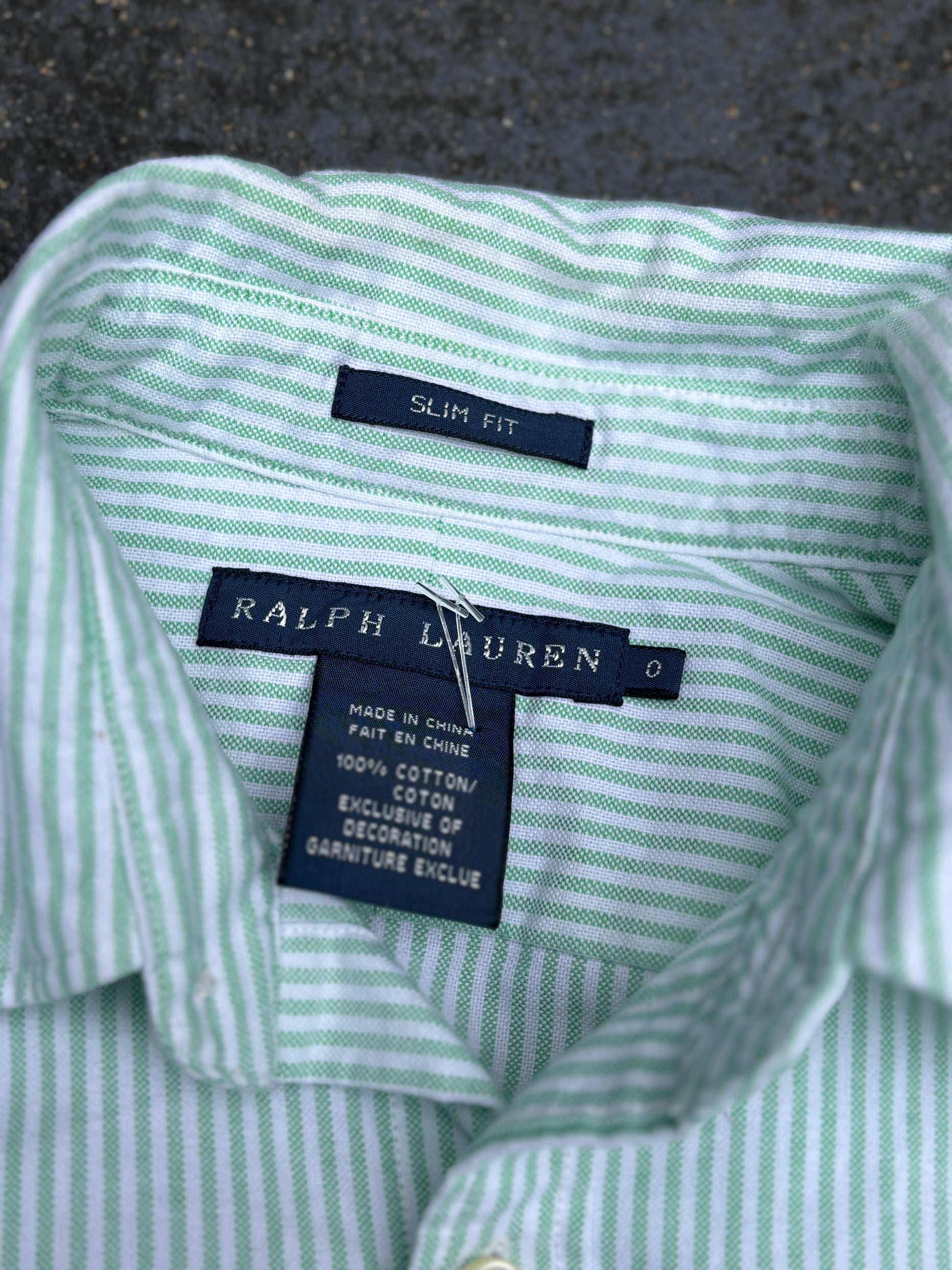 Ralph Lauren Shirt Womens S Green White Stripe Colour Pony Cotton Button Up