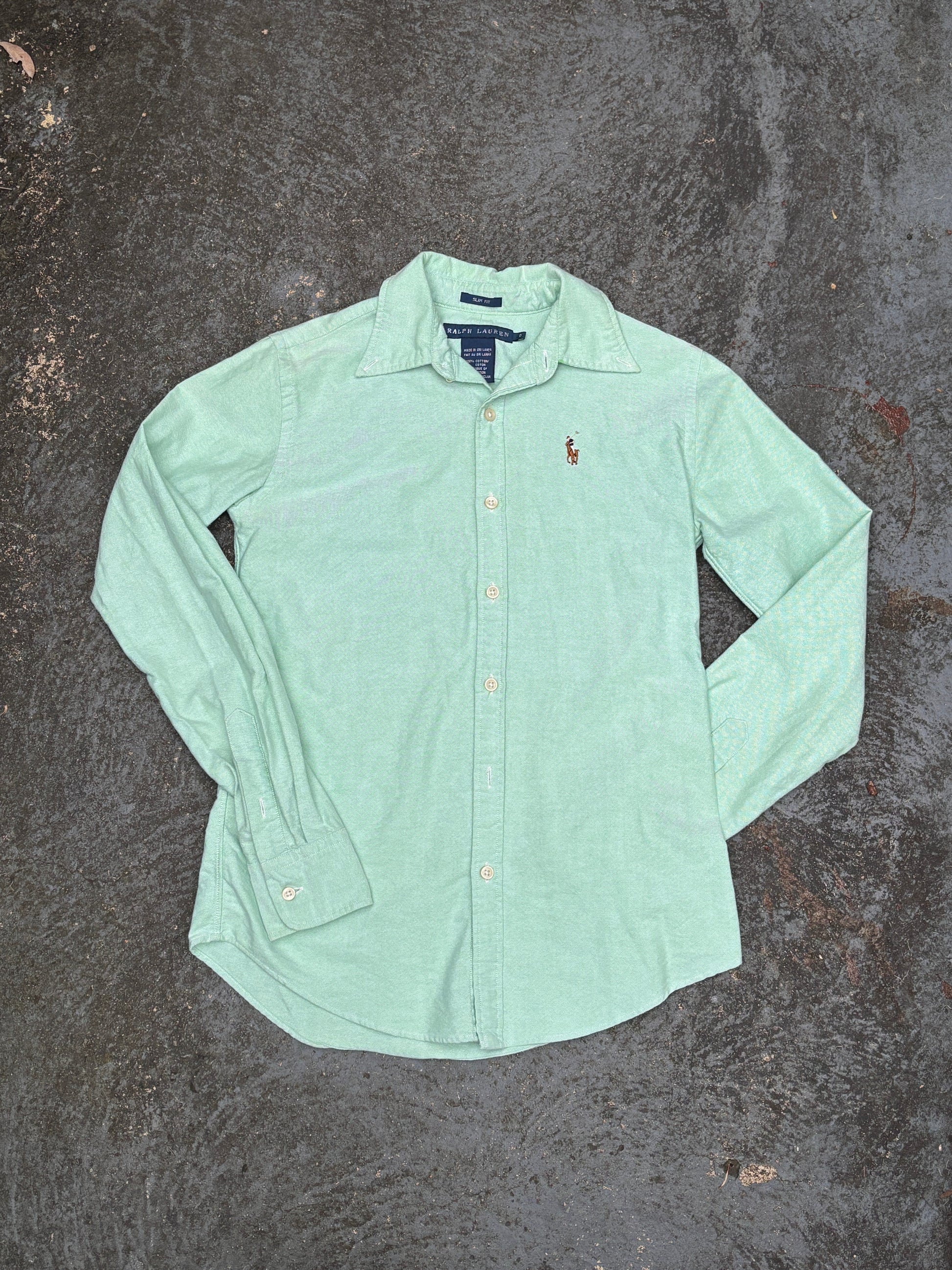 Ralph Lauren Shirt Women’s S Slim Fit Green Colour Pony Collared Button-Up