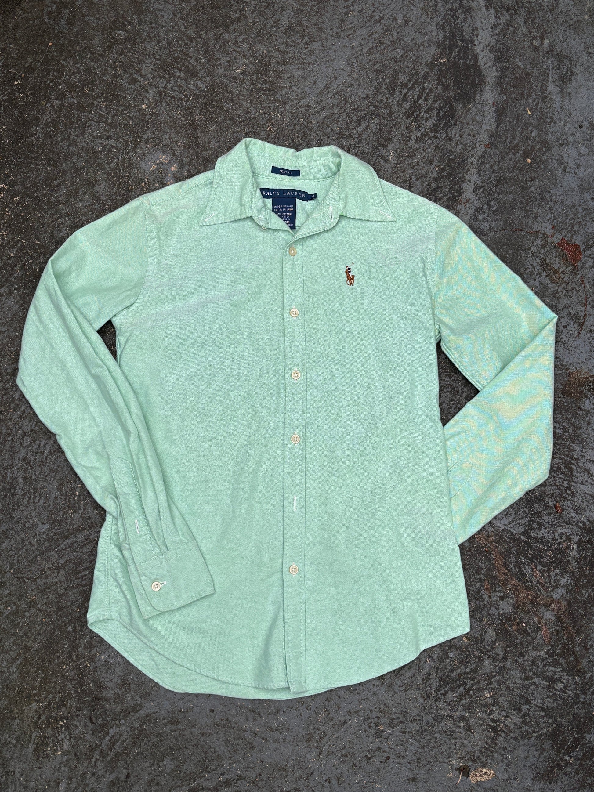 Ralph Lauren Shirt Women’s S Slim Fit Green Colour Pony Collared Button-Up