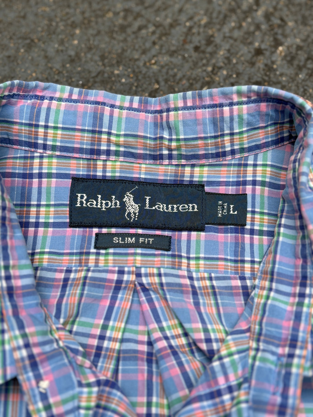 Vintage 90s Ralph Lauren Shirt Size L Multi Plaid Check Pink Pony Button-Up