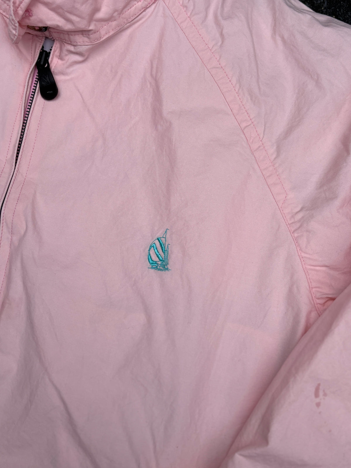 Vintage Y2K Nautica Jacket Size XL Pink Blue Yacht Logo Full Zip Cotton Mock Neck