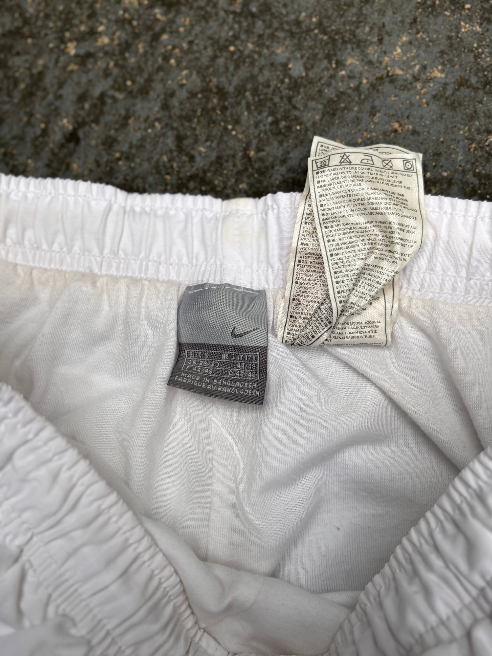 Vintage Y2K Nike Track Pants Size S White Grey Detail Wide Leg Bungee Tab Windbreakers