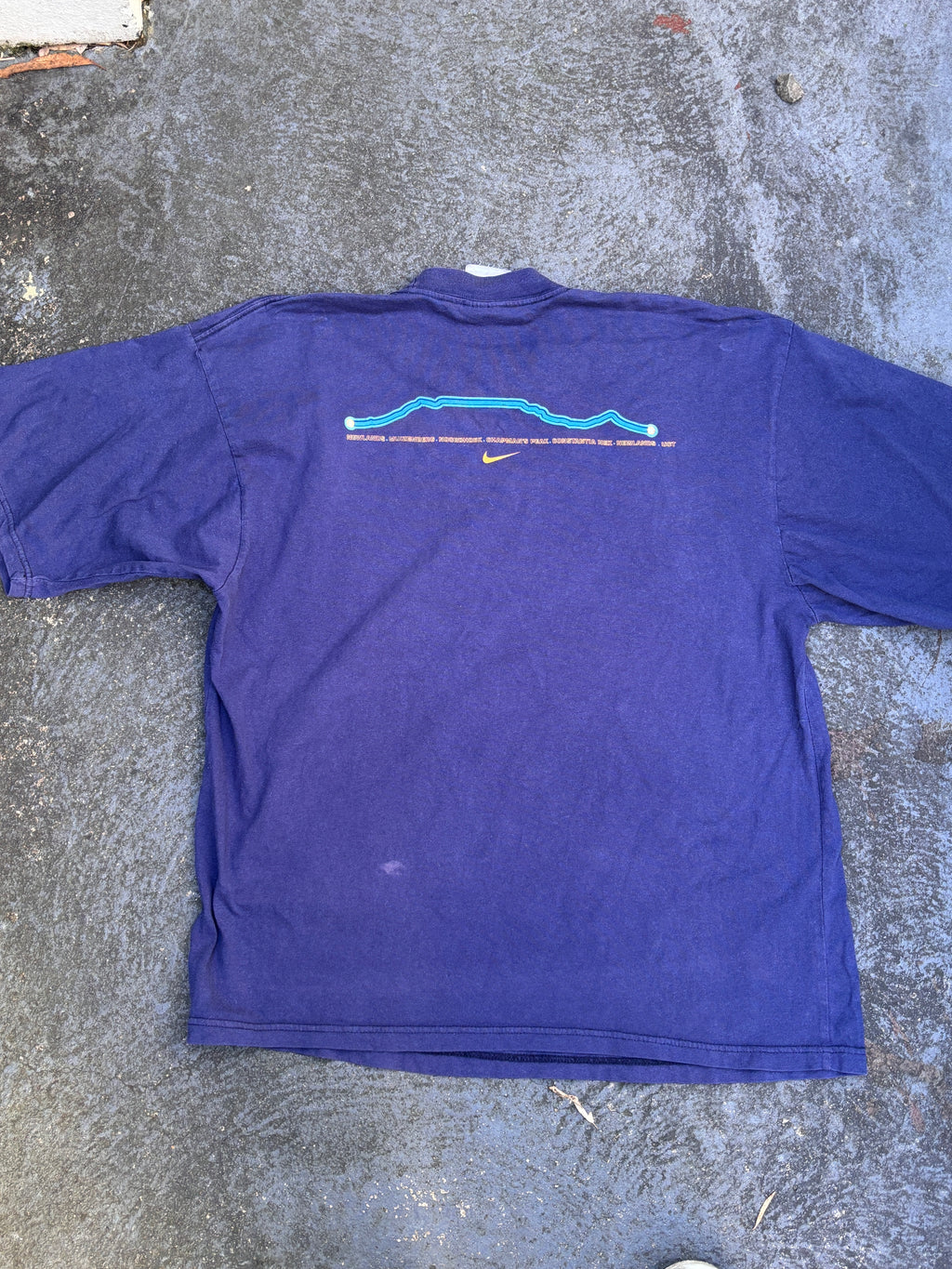 Vintage 90s Nike T-Shirt Size S Navy Two Oceans Cape Town Marathon Large Graphic