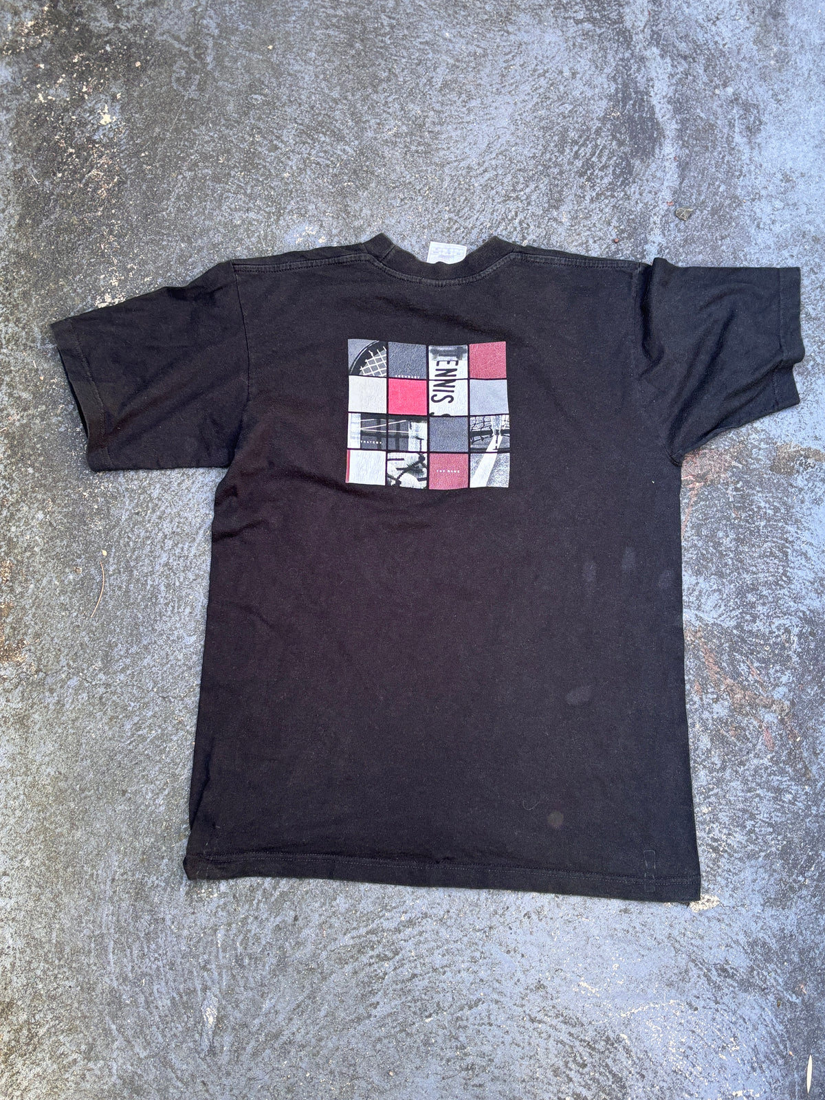 Vintage 90s Nike Court T-Shirt Size S Black Large Graphic + Spell Out Logo