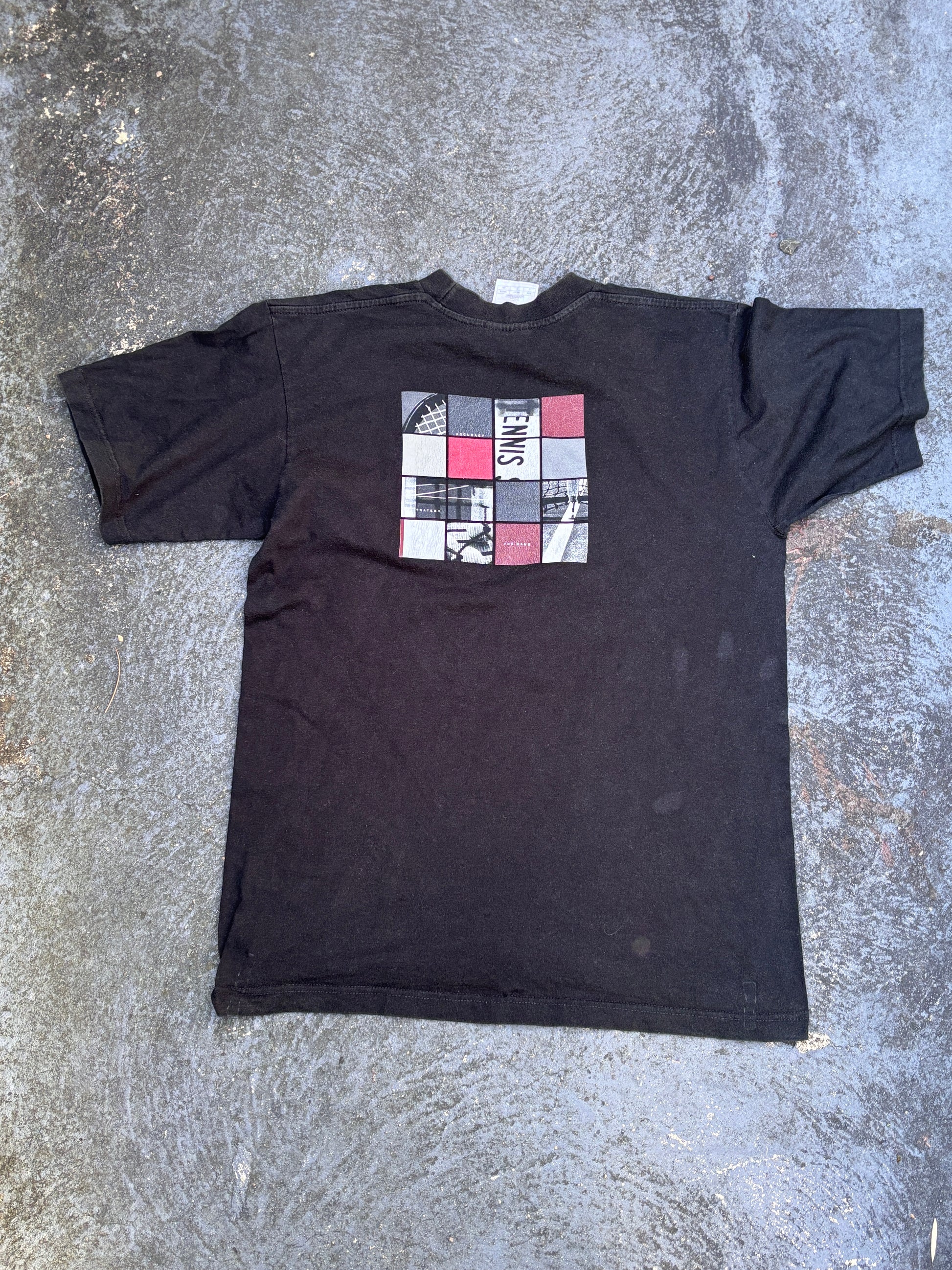 Vintage 90s Nike Court T-Shirt Size S Black Large Graphic + Spell Out Logo