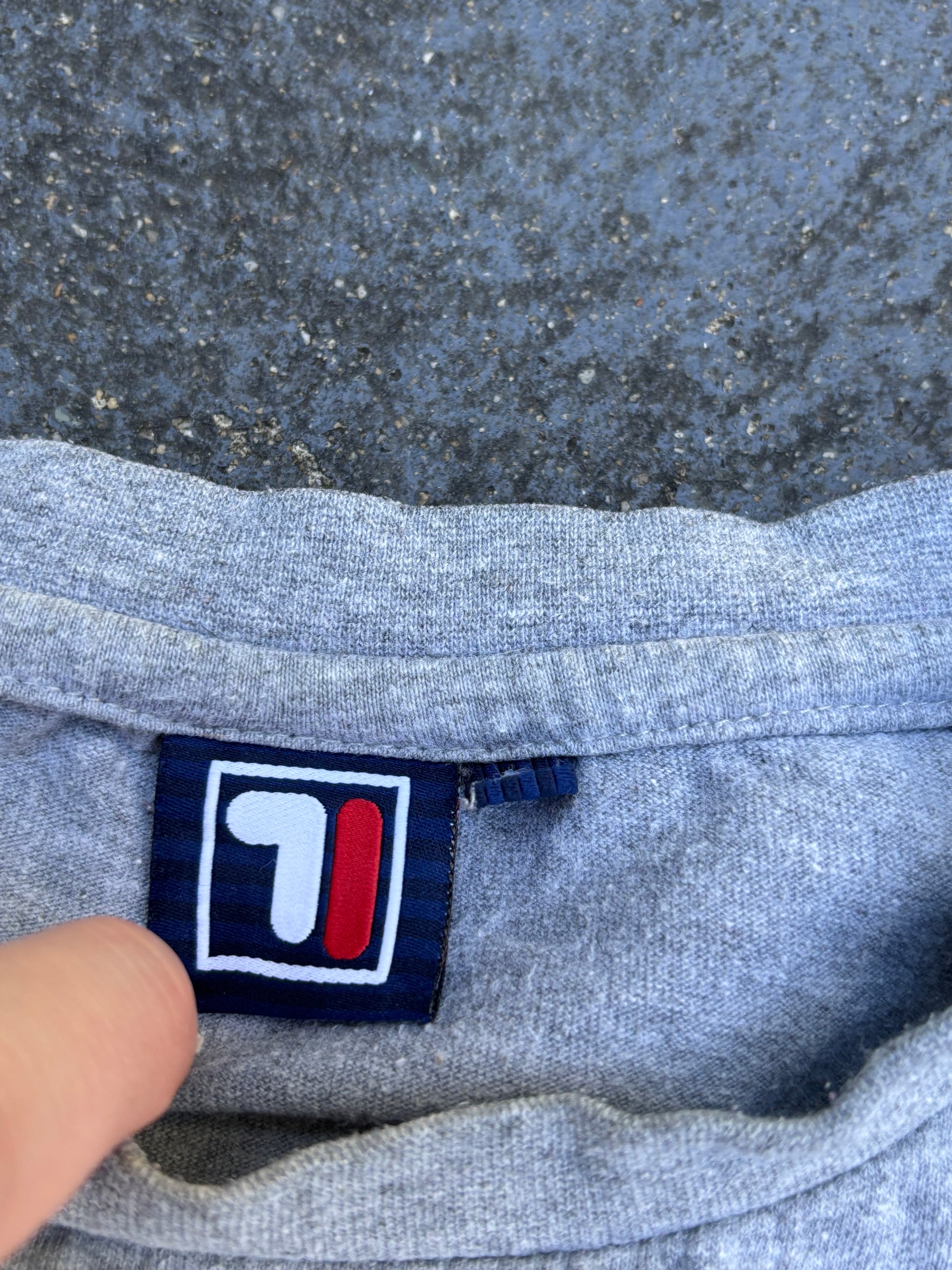 Fila Colour Block T-Shirt Size M Grey White Badge Logo