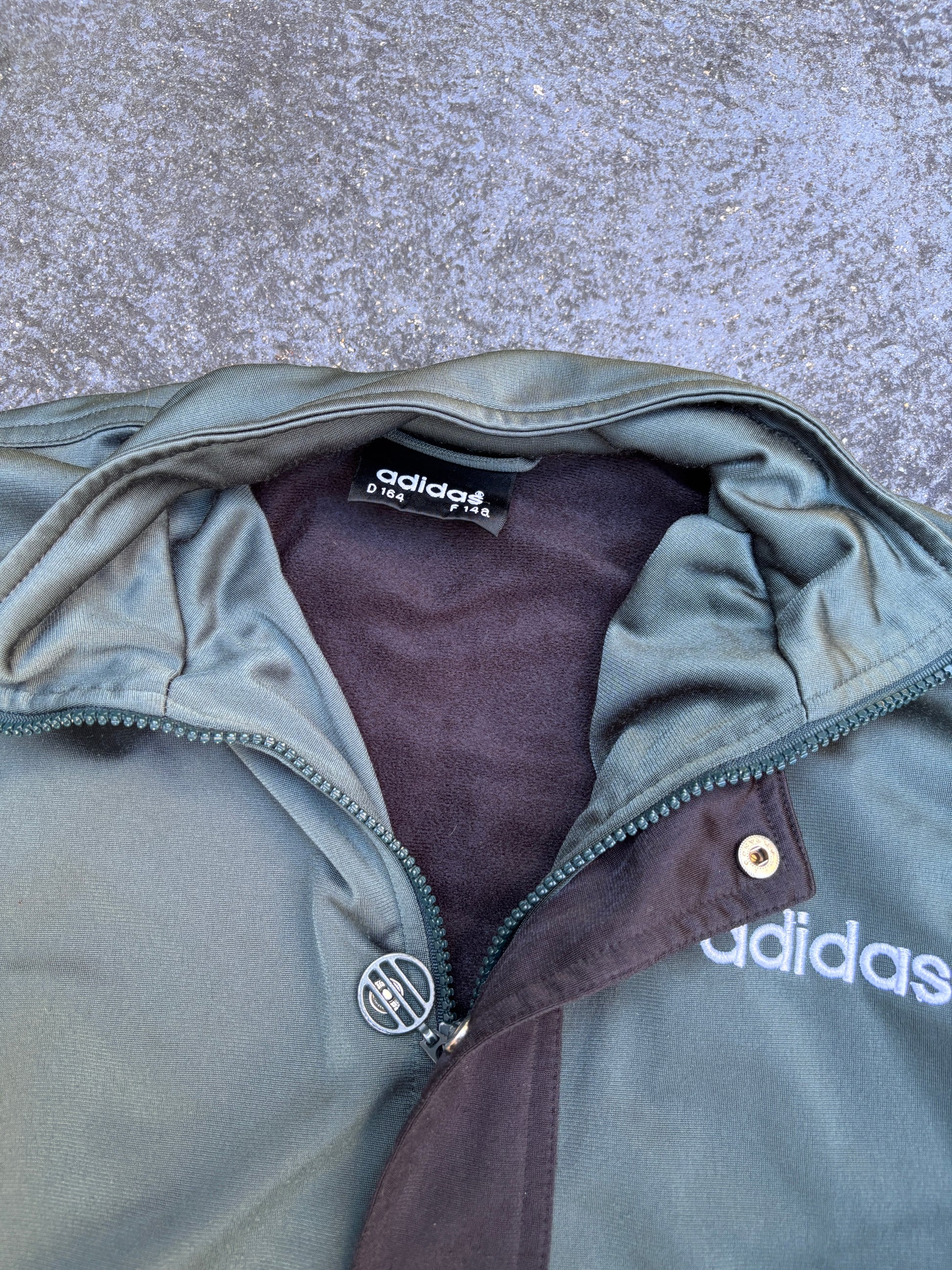 Vintage 90s Adidas Jacket Size M Green Orange Spell Out Satin Style Mesh Lining