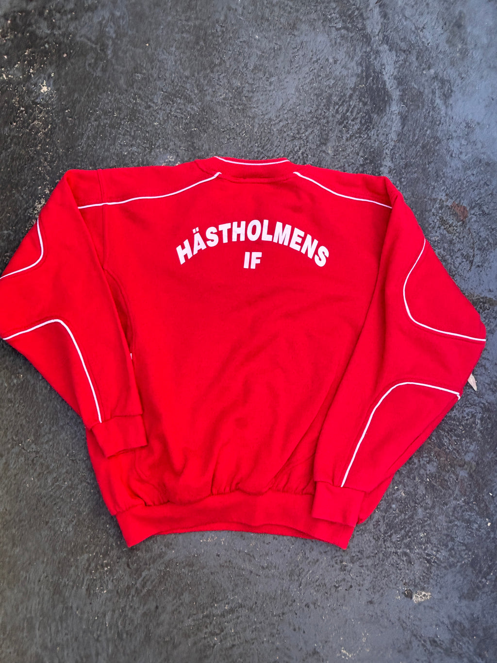 Vintage 90s Umbro Jumper Size S Red White Embroidered Logos Cuffed Waist