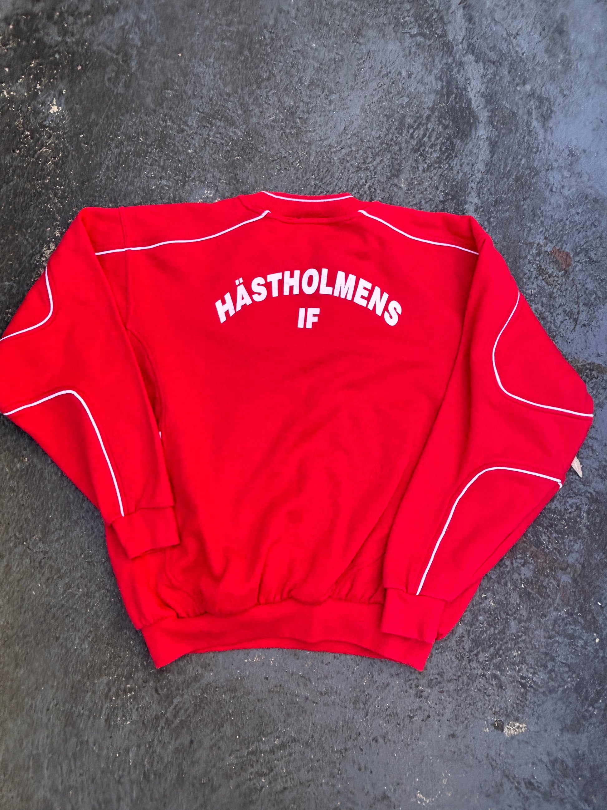 Vintage 90s Umbro Jumper Size S Red White Embroidered Logos Cuffed Waist