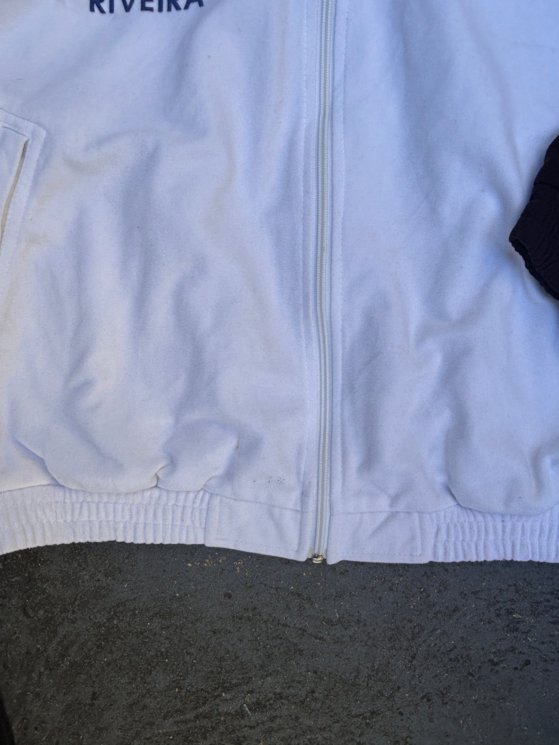 Vintage Y2K Umbro Football Jacket Size XL White Chest Logos Arm Tape Full Zip