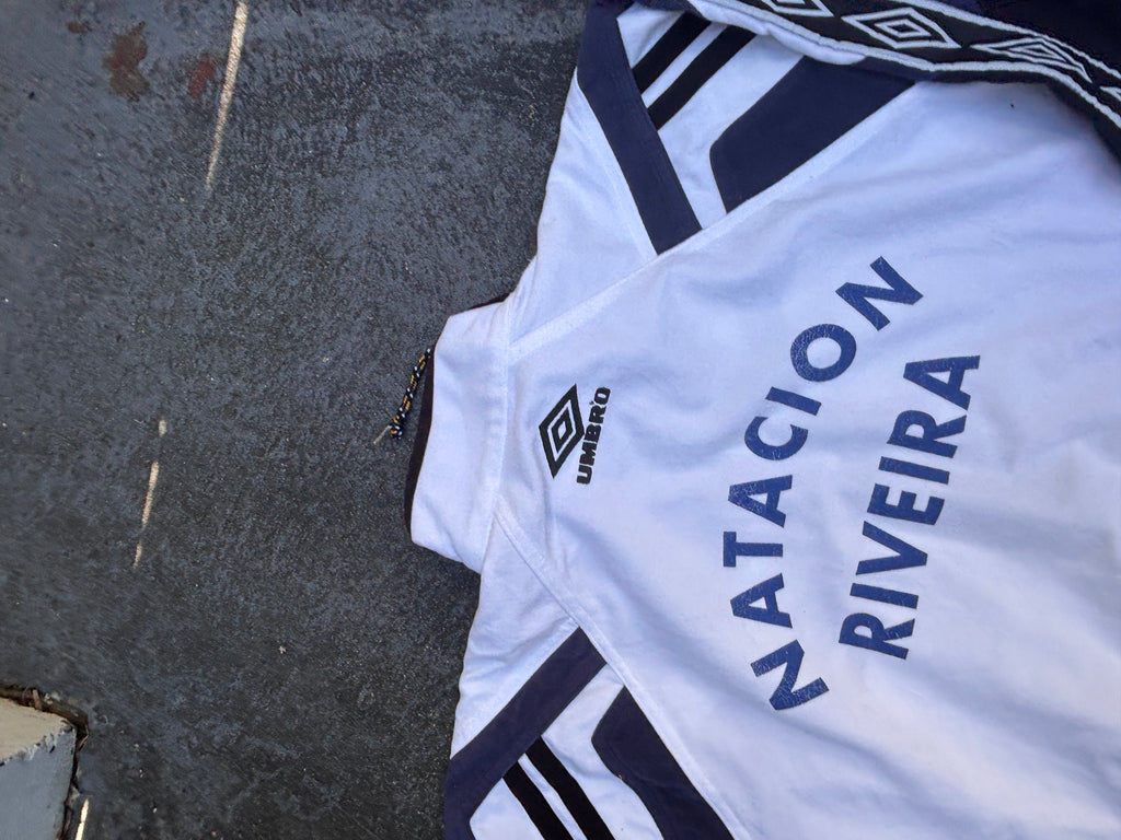 Vintage Y2K Umbro Football Jacket Size XL White Chest Logos Arm Tape Full Zip