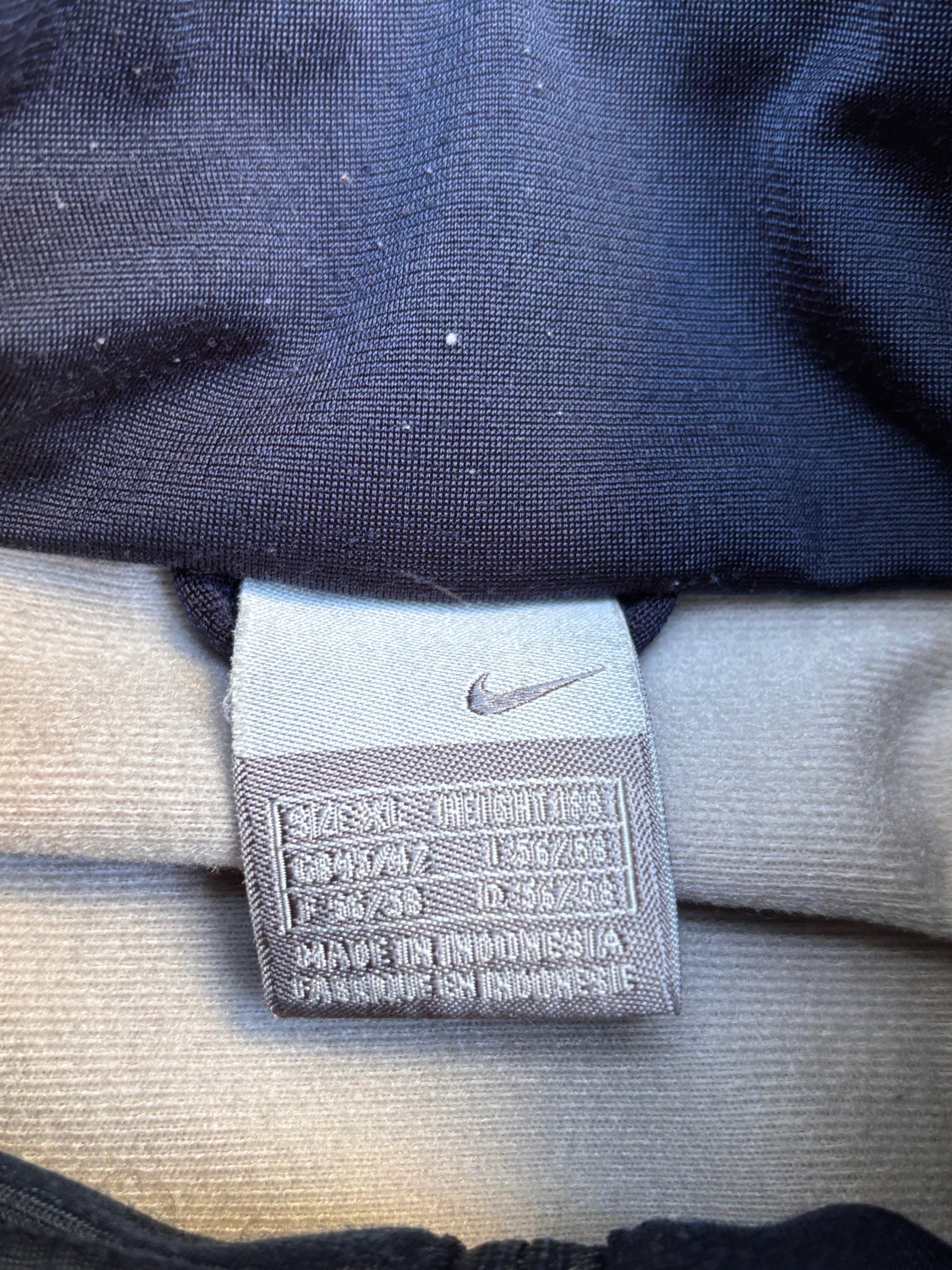 Vintage Y2K Nike Jacket Size XL Navy Brown Badge Logo Satin Style Mock Neck
