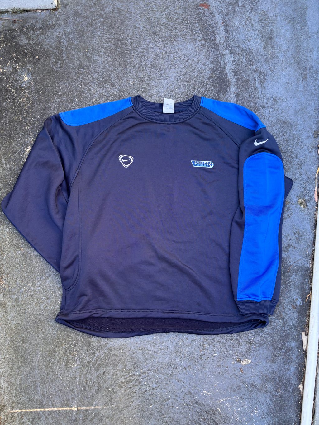 Vintage Y2K Nike Football Jumper Size XL Navy Barclays Premier League Sweatshirt