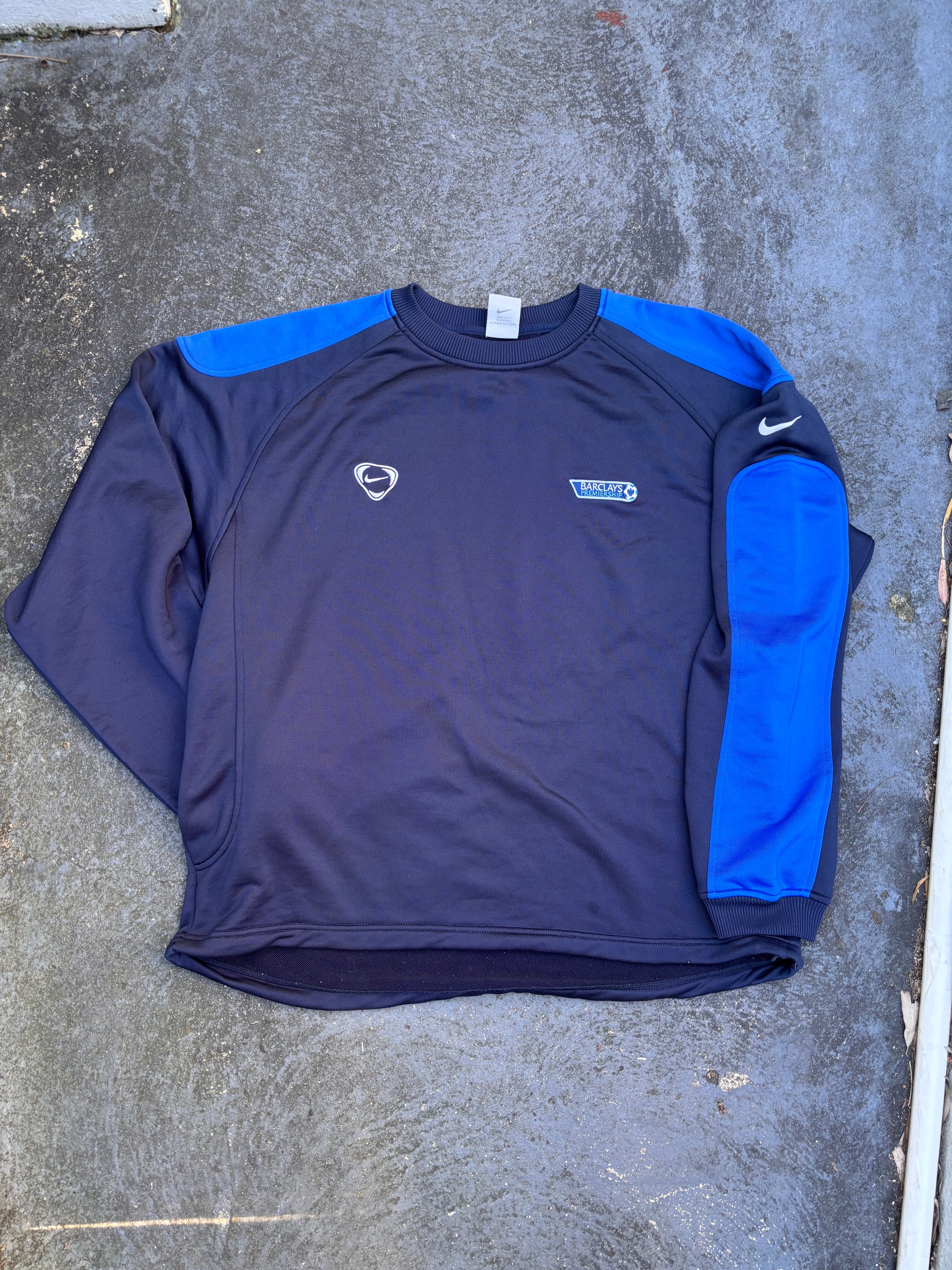 Vintage Y2K Nike Football Jumper Size XL Navy Barclays Premier League Sweatshirt