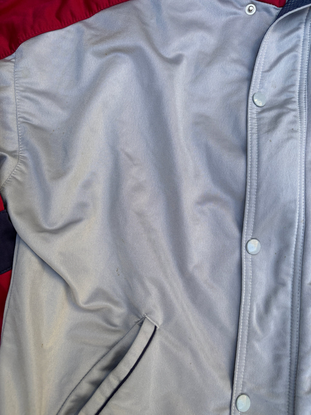 Vintage 90s Reebok Jacket Size XL Grey Red Detail Button Zip Arm Tape