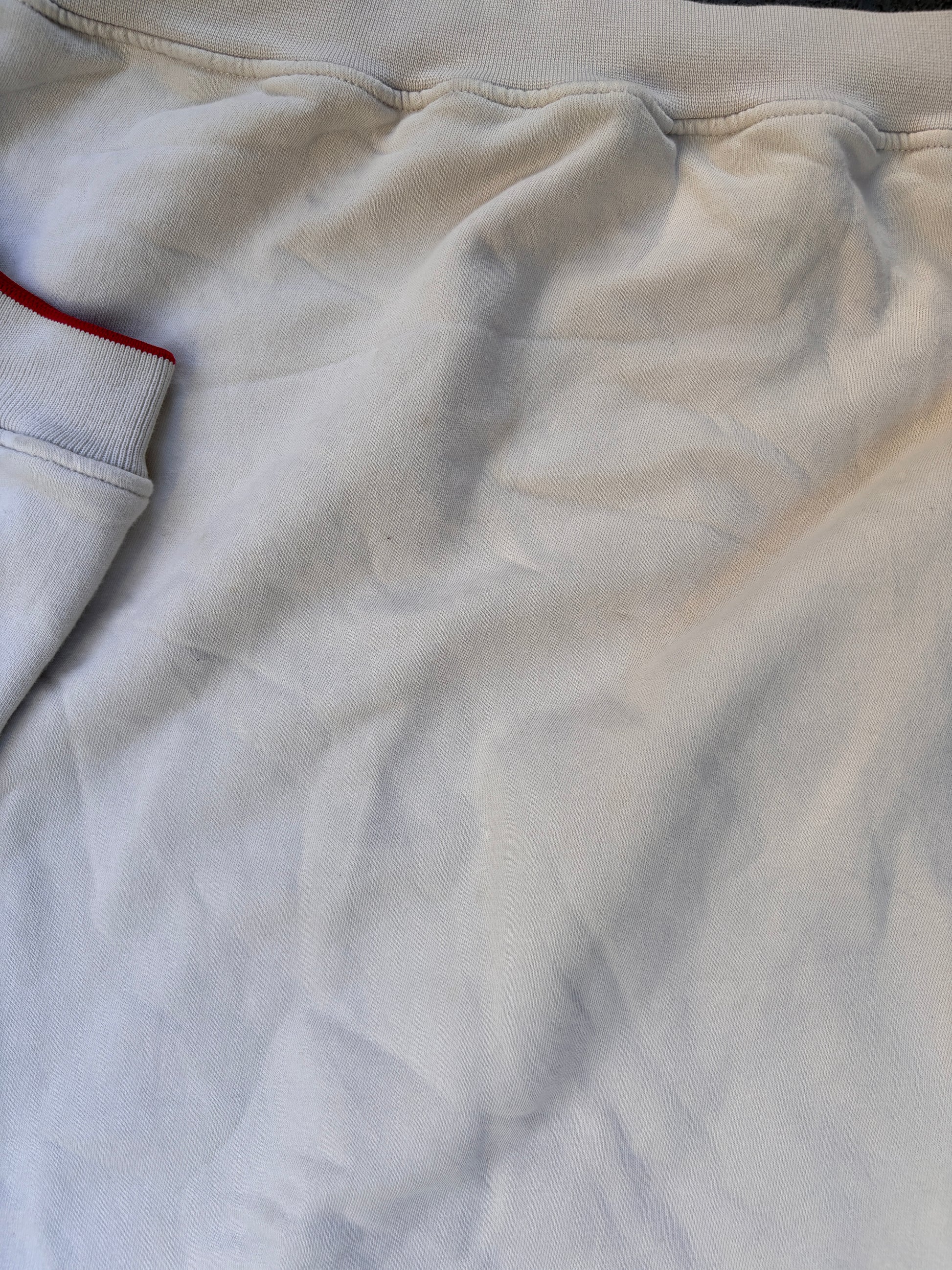 Vintage Y2K Nike Jumper Size XL Cream Red Nike Athletic Spell Out Sweatshirt